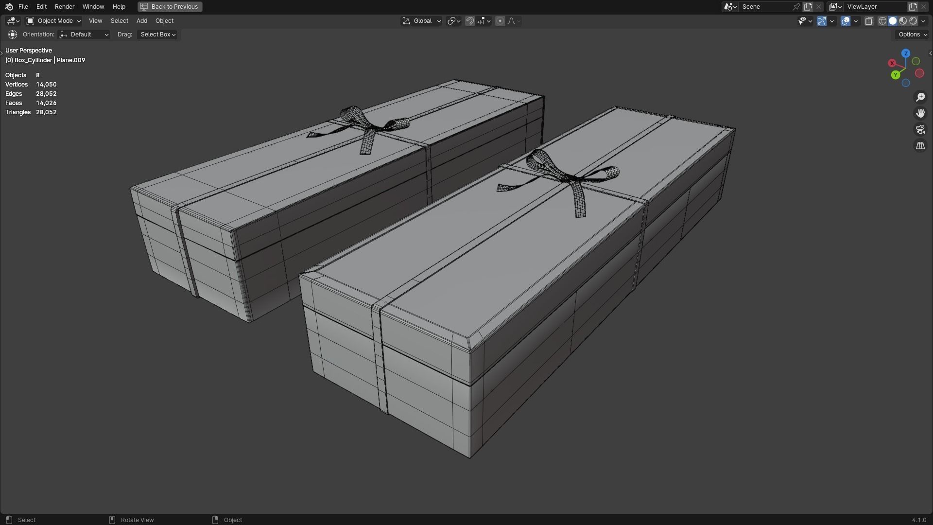 Gift Box Rectangle shape with Ribbon Low-poly 3D model_6