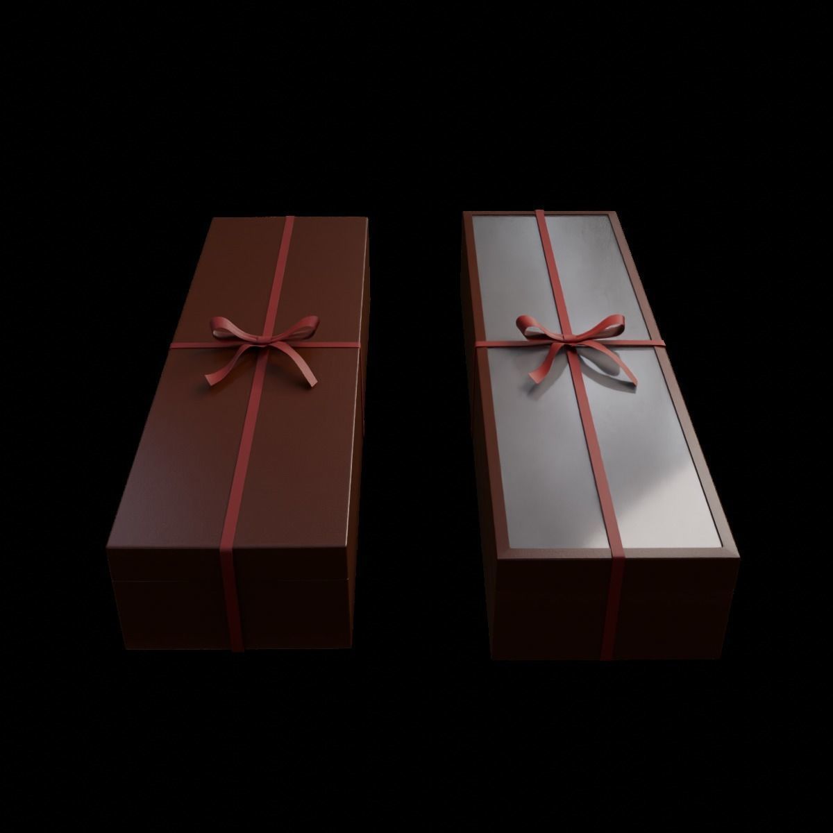 Gift Box Rectangle shape with Ribbon Low-poly 3D model_10