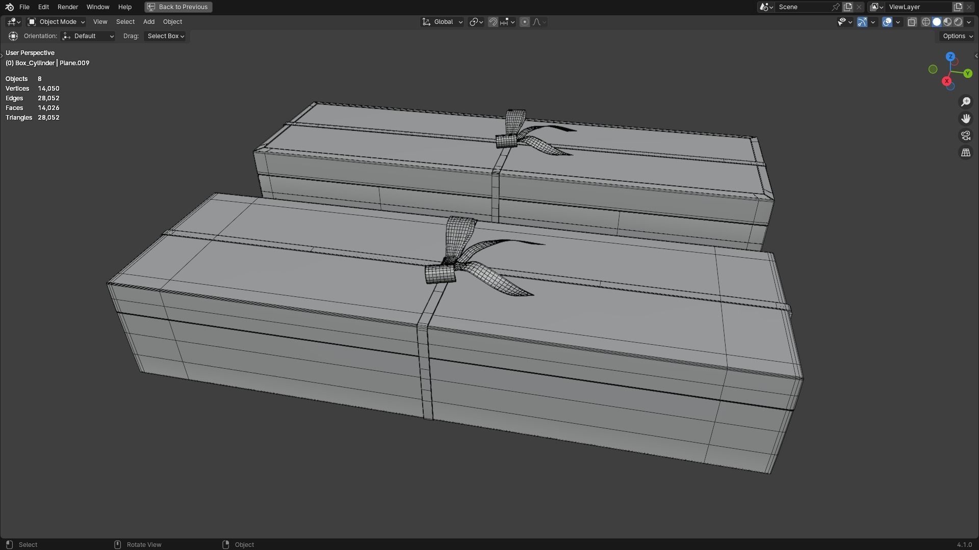 Gift Box Rectangle shape with Ribbon Low-poly 3D model_7