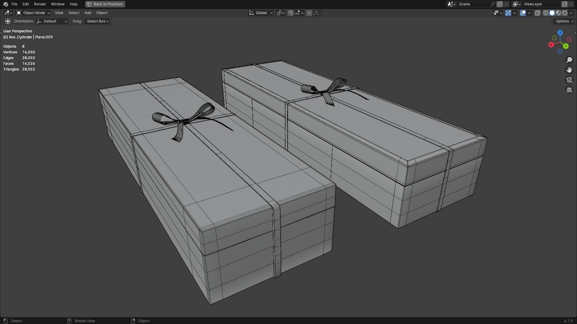 Gift Box Rectangle shape with Ribbon Low-poly 3D model_5