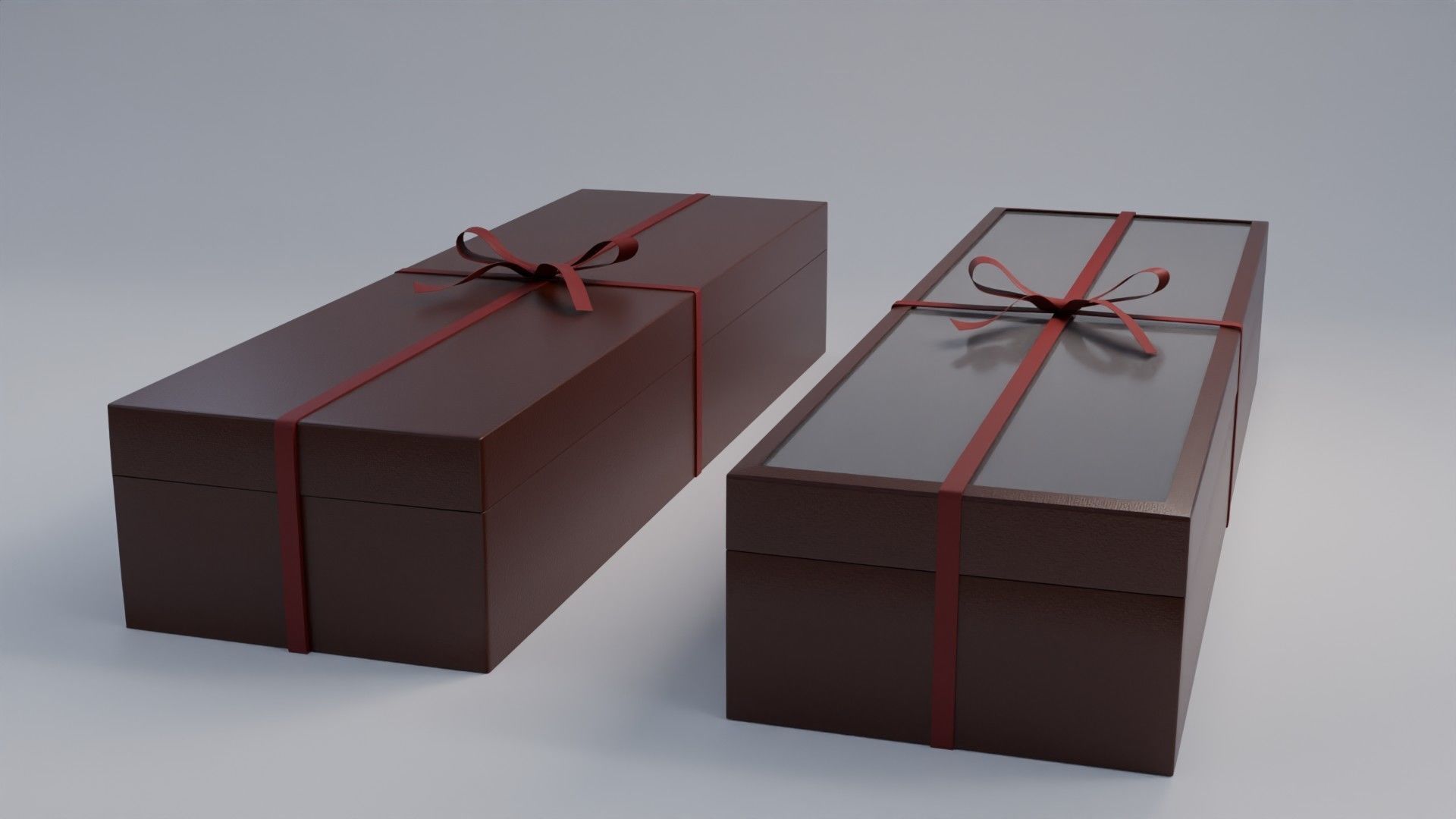 Gift Box Rectangle shape with Ribbon Low-poly 3D model_1