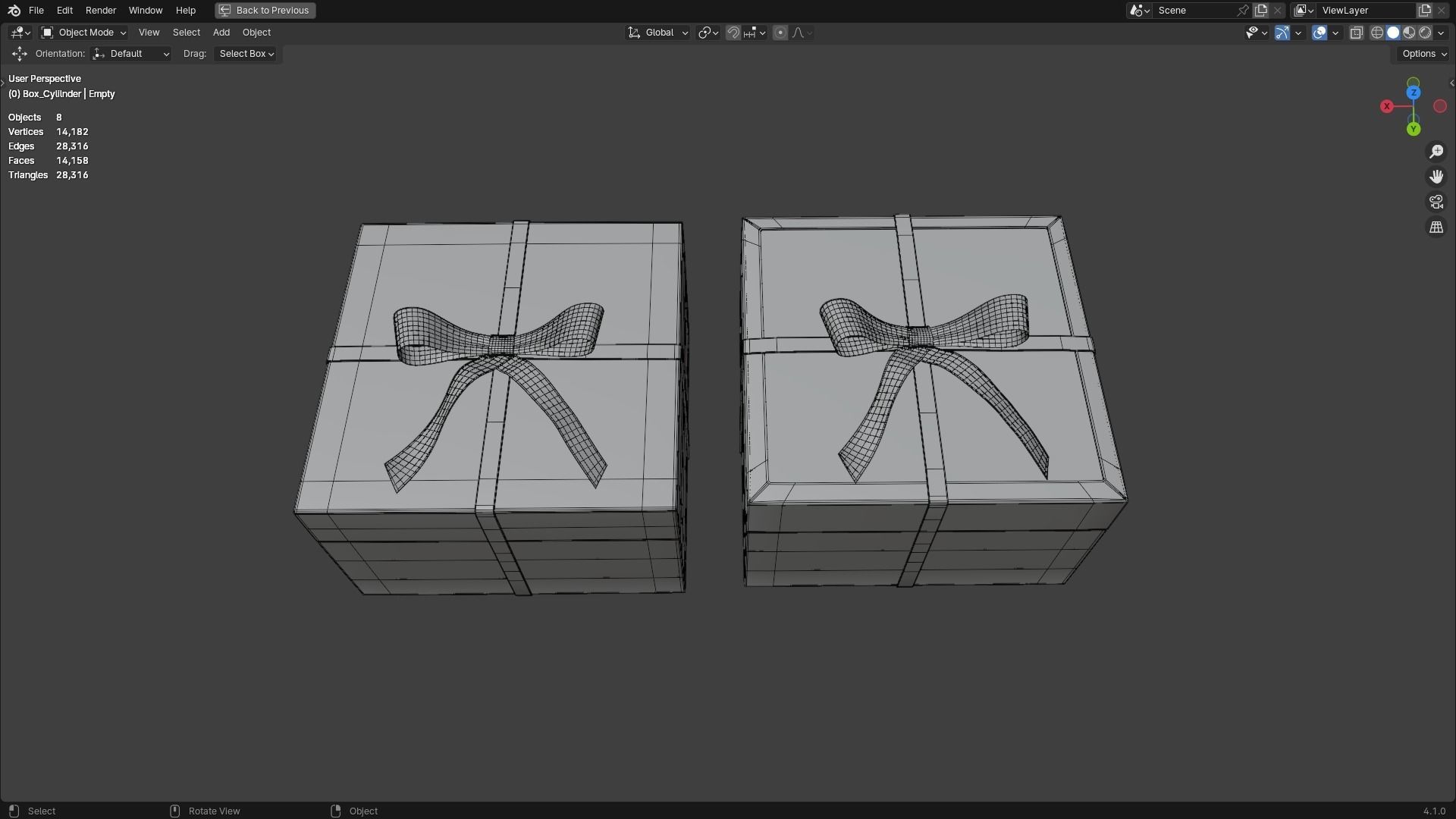 Gift Box Square shape with Ribbon Low-poly 3D model_6