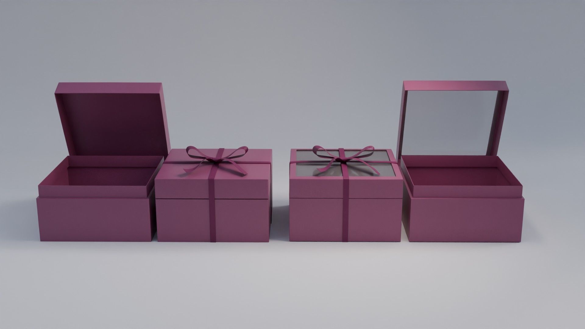 Gift Box Square shape with Ribbon Low-poly 3D model_3