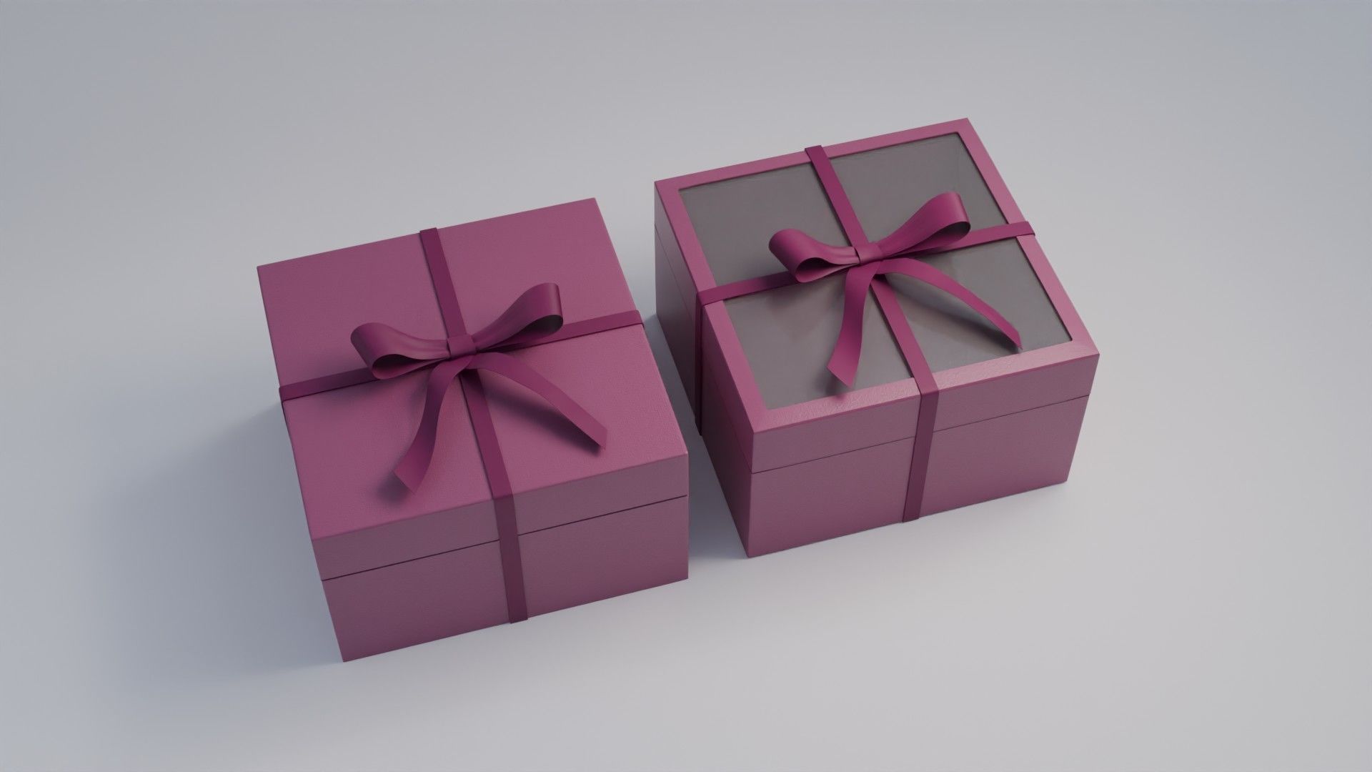 Gift Box Square shape with Ribbon Low-poly 3D model_1