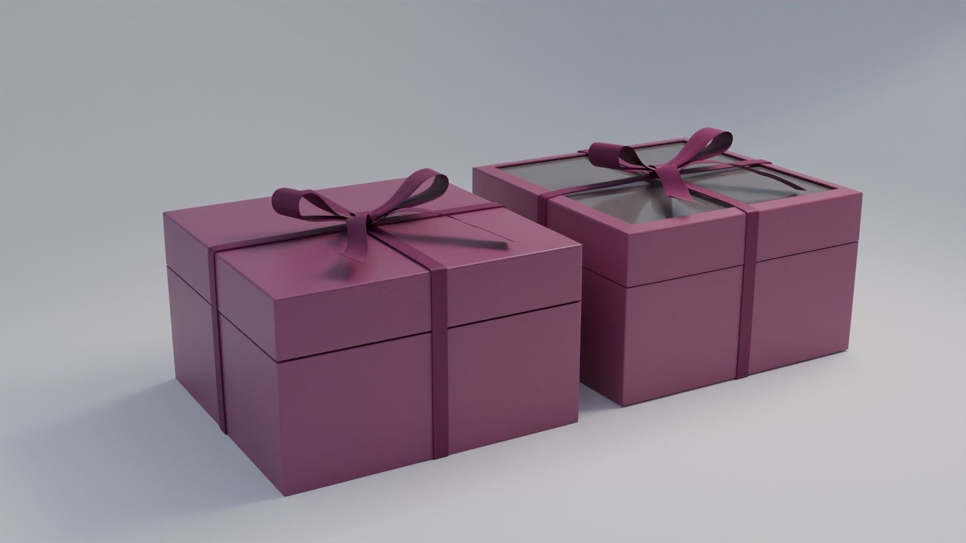 Gift Box Square shape with Ribbon Low-poly 3D model_2