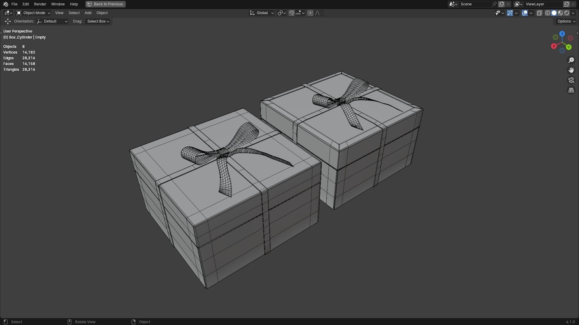 Gift Box Square shape with Ribbon Low-poly 3D model_5
