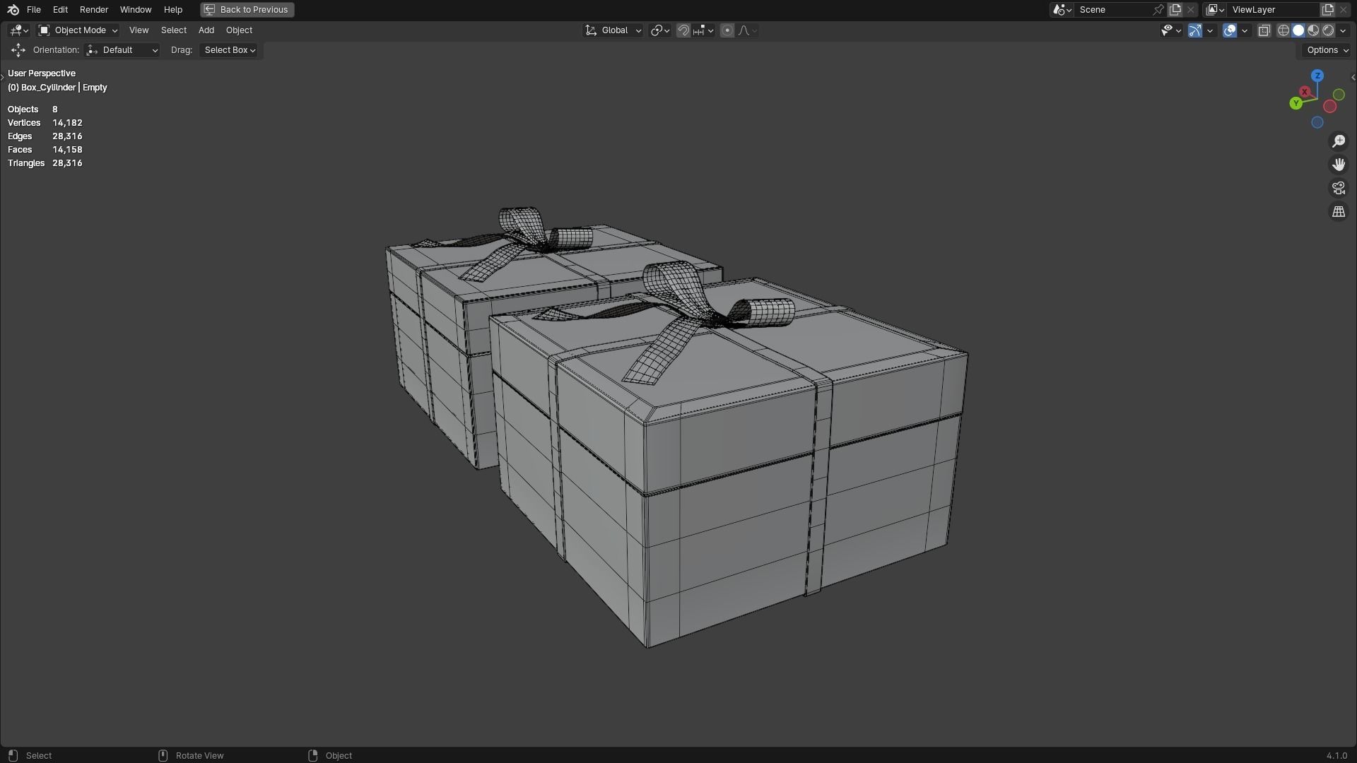 Gift Box Square shape with Ribbon Low-poly 3D model_8