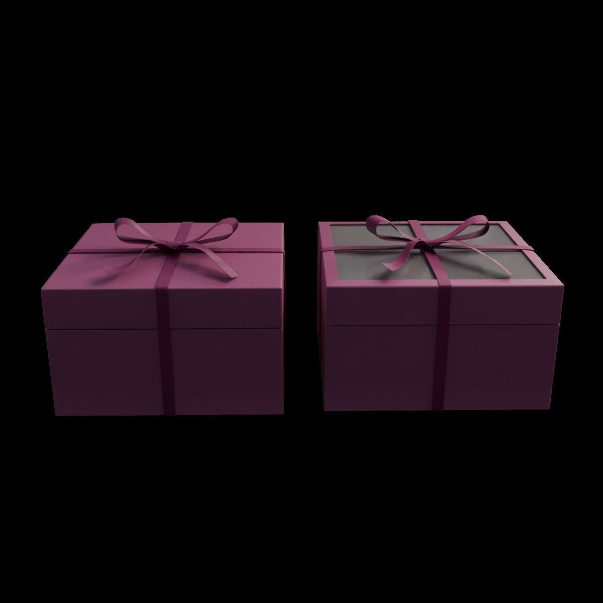 Gift Box Square shape with Ribbon Low-poly 3D model_10