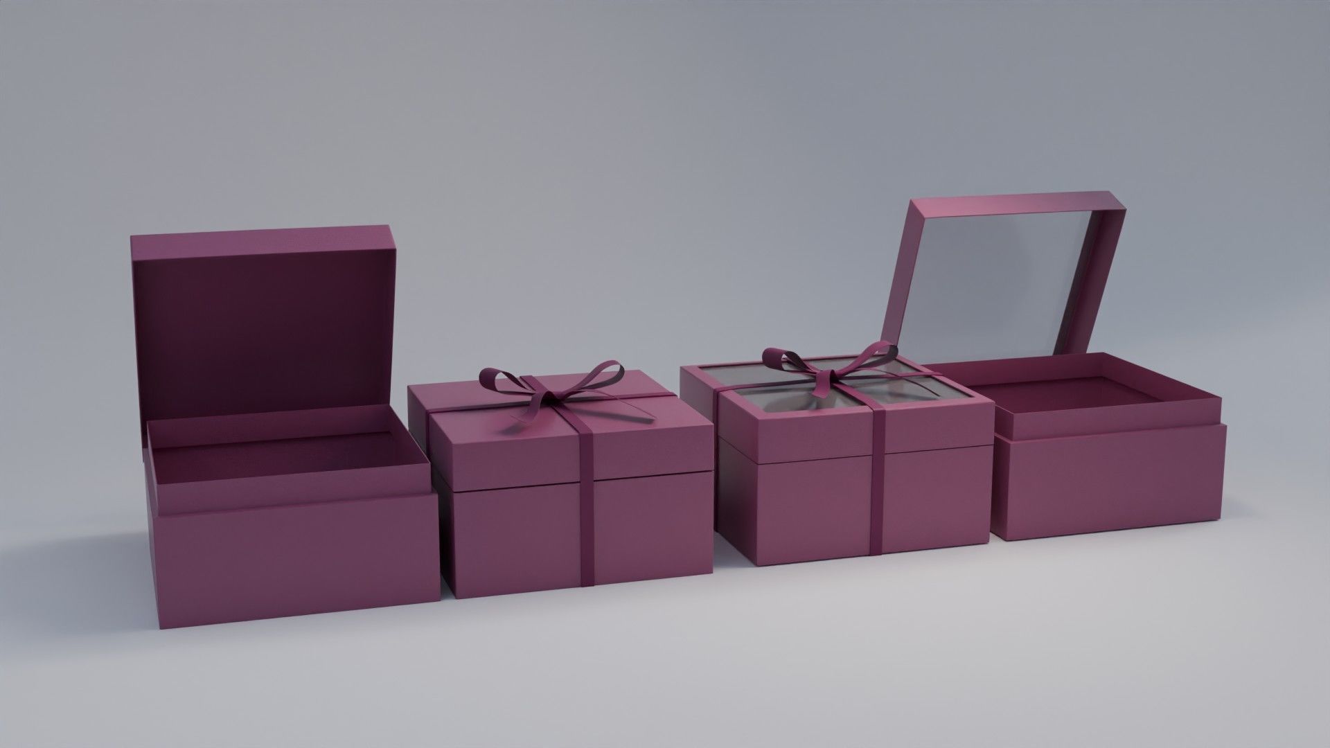 Gift Box Square shape with Ribbon Low-poly 3D model_4