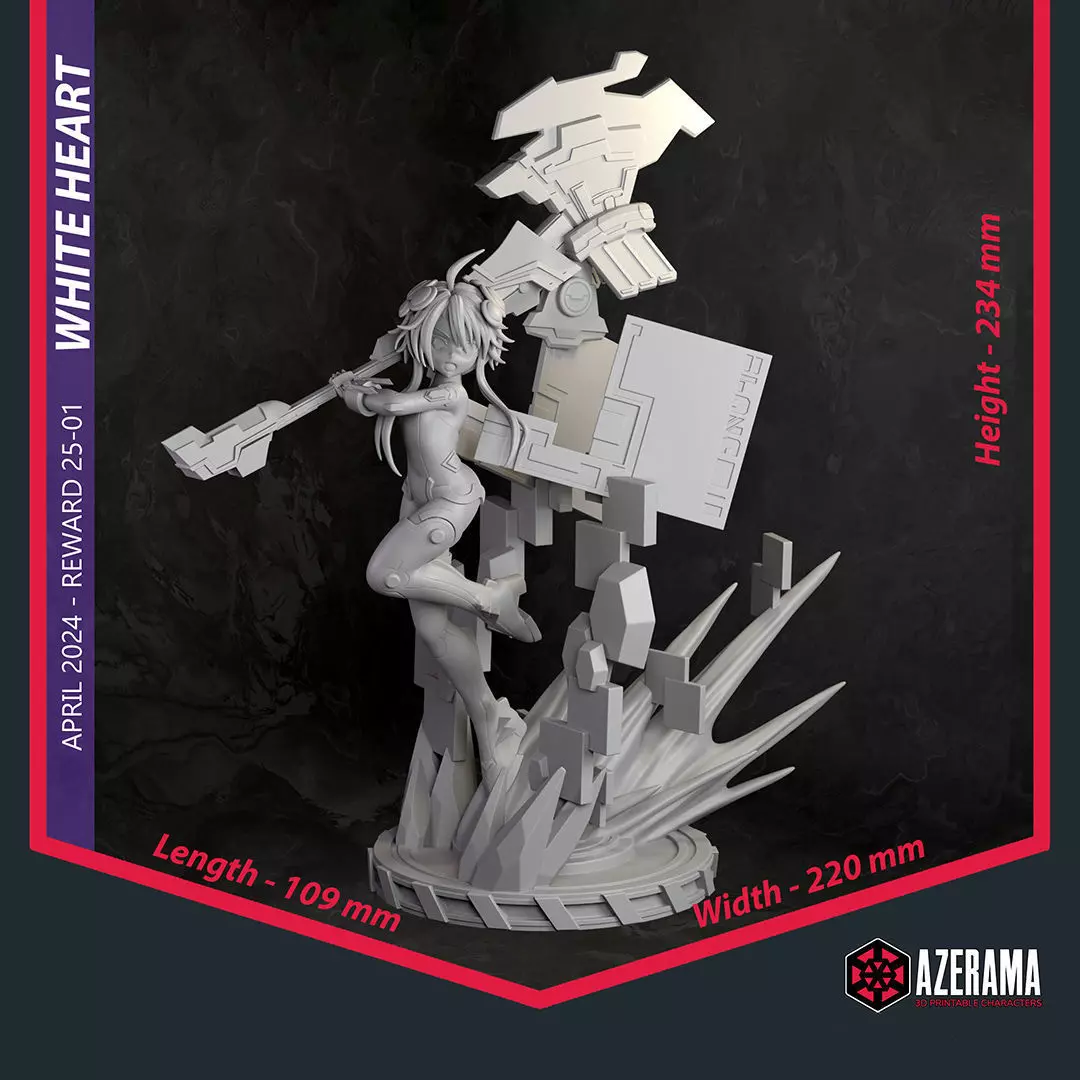 White Heart STL Ready for 3D Printing 3D print model_10