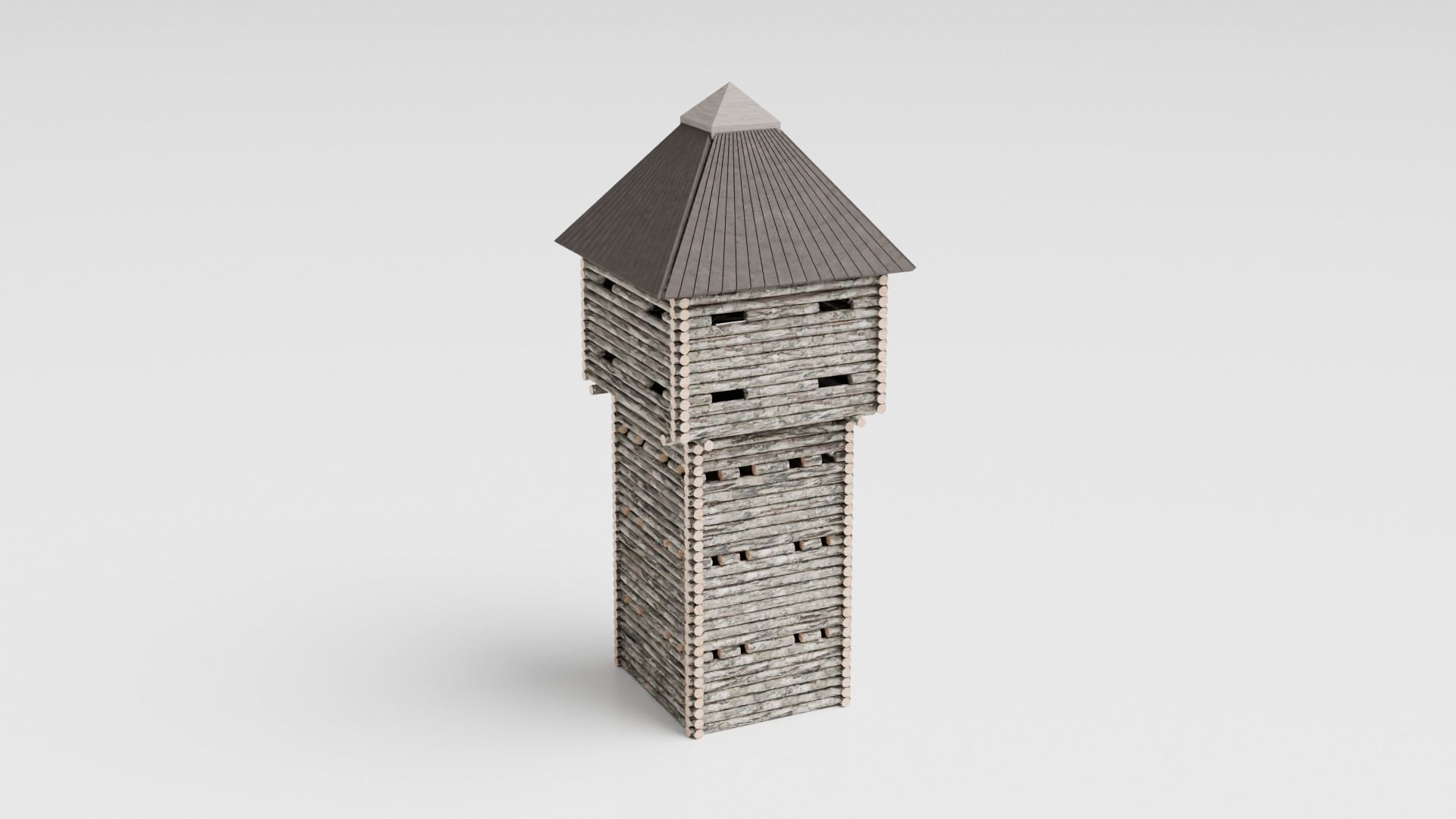 Medieval Tower Low-poly 3D model_4