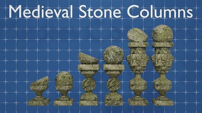 Ancient Stone Columns Low-poly 3D model