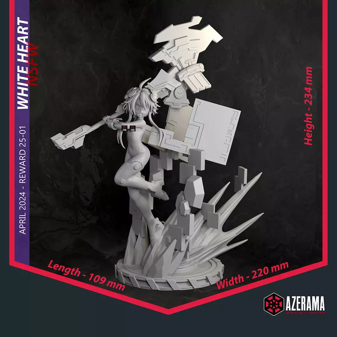 White Heart NSFW STL Ready for 3D Printing 3D print model_3