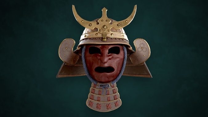 helmet samurai Low-poly 3D model