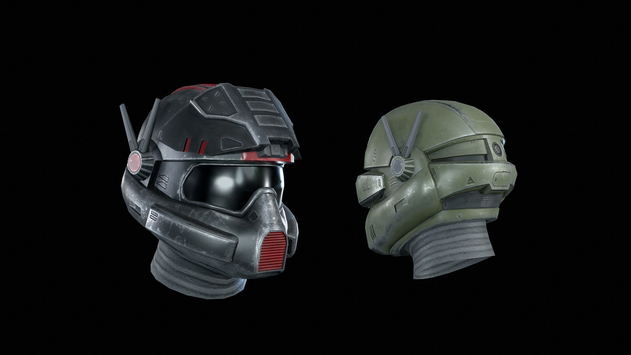 SciFi Helmet Low-poly 3D model_13