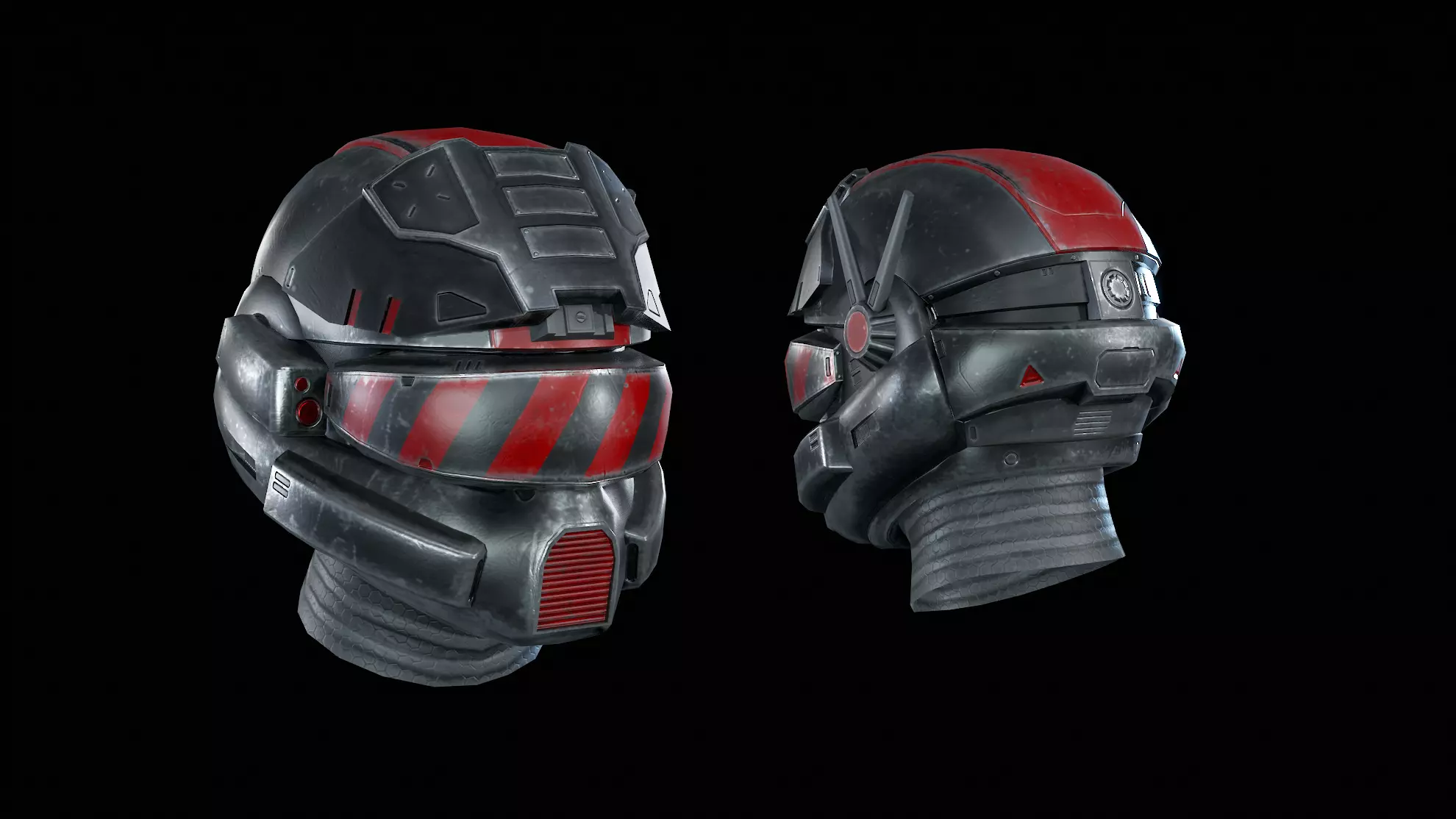 SciFi Helmet Low-poly 3D model_0