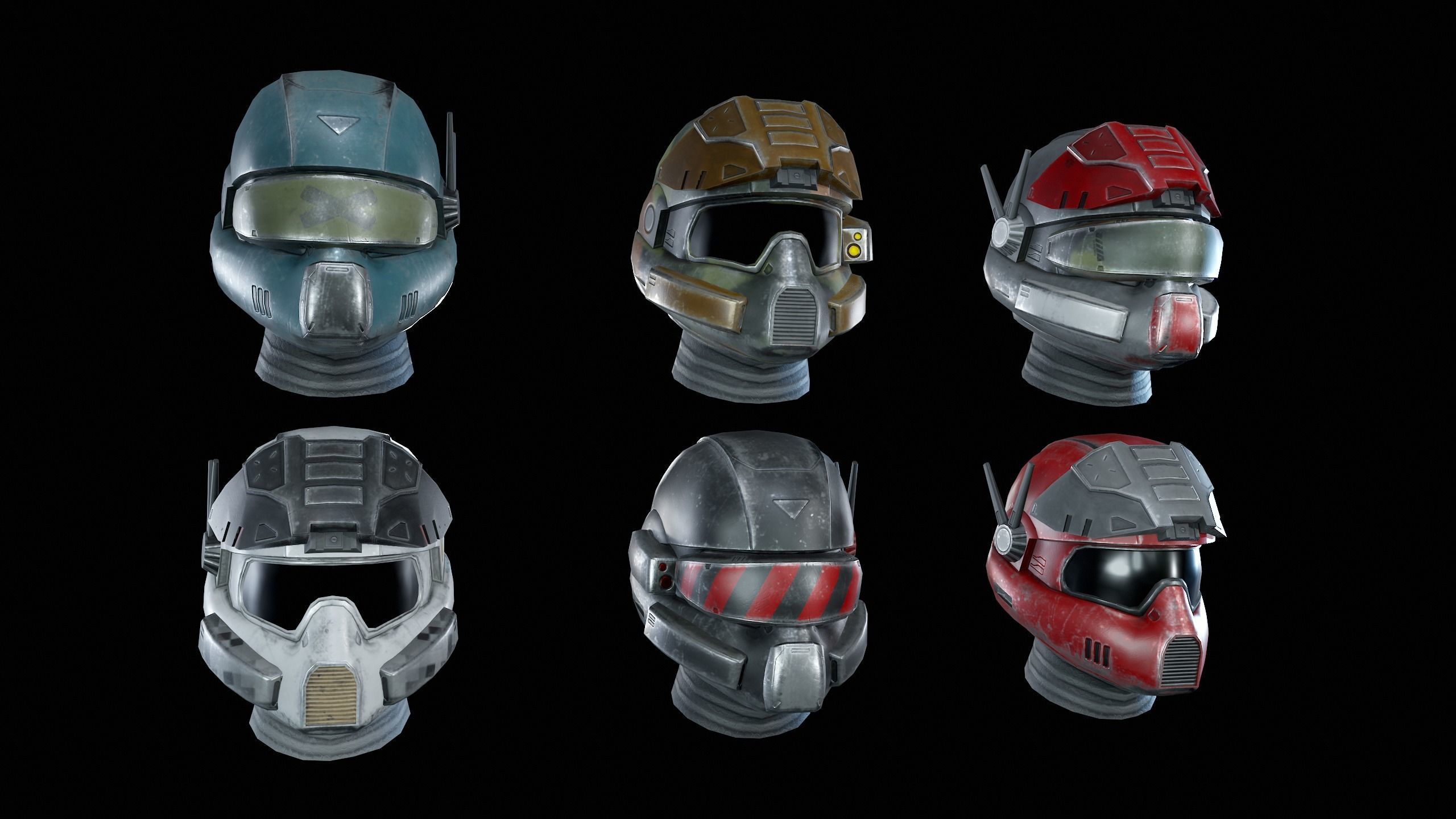 SciFi Helmet Low-poly 3D model_7