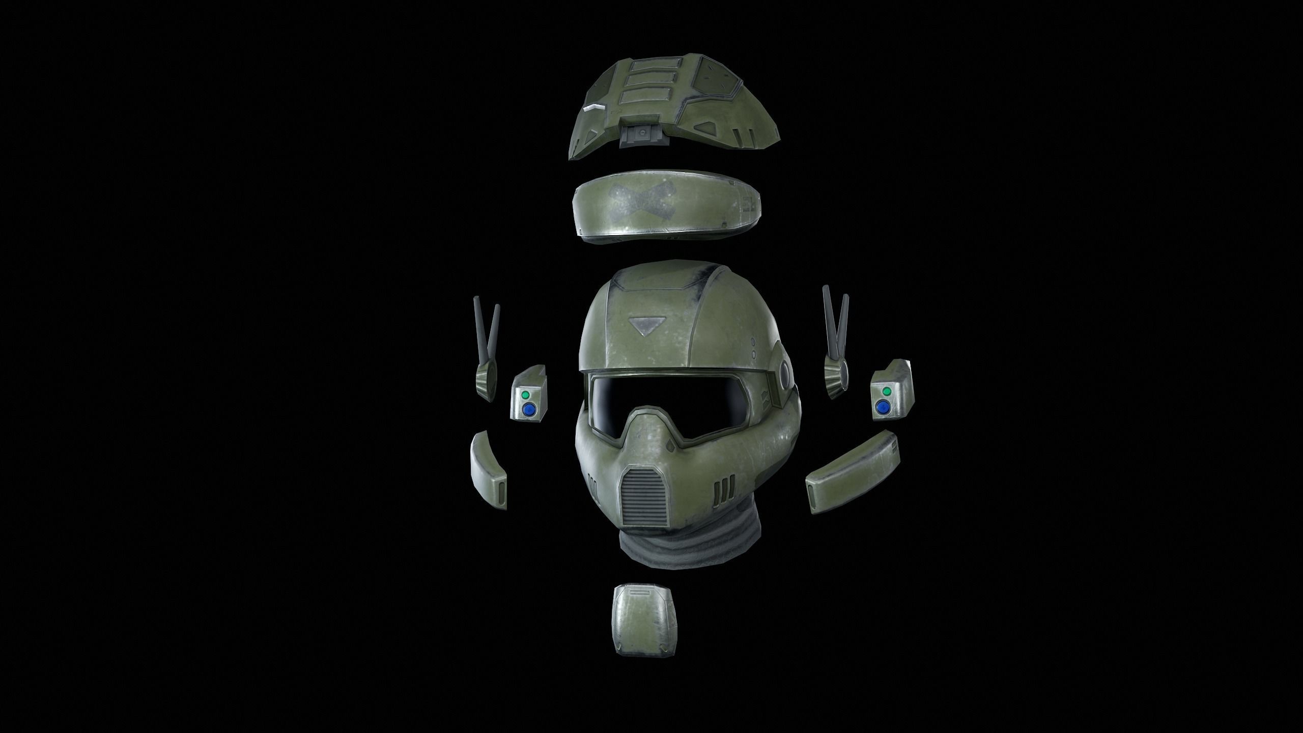 SciFi Helmet Low-poly 3D model_3