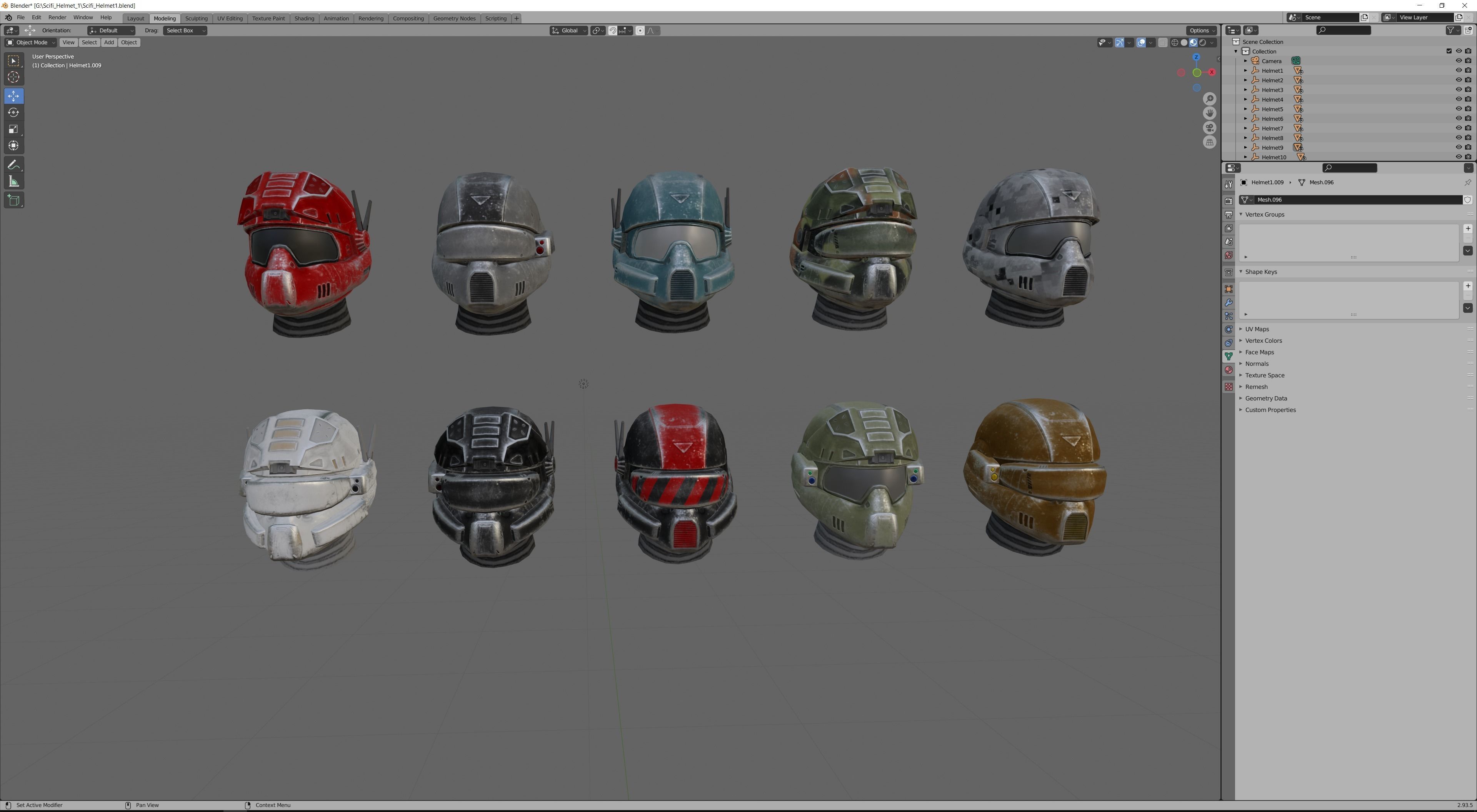 SciFi Helmet Low-poly 3D model_11