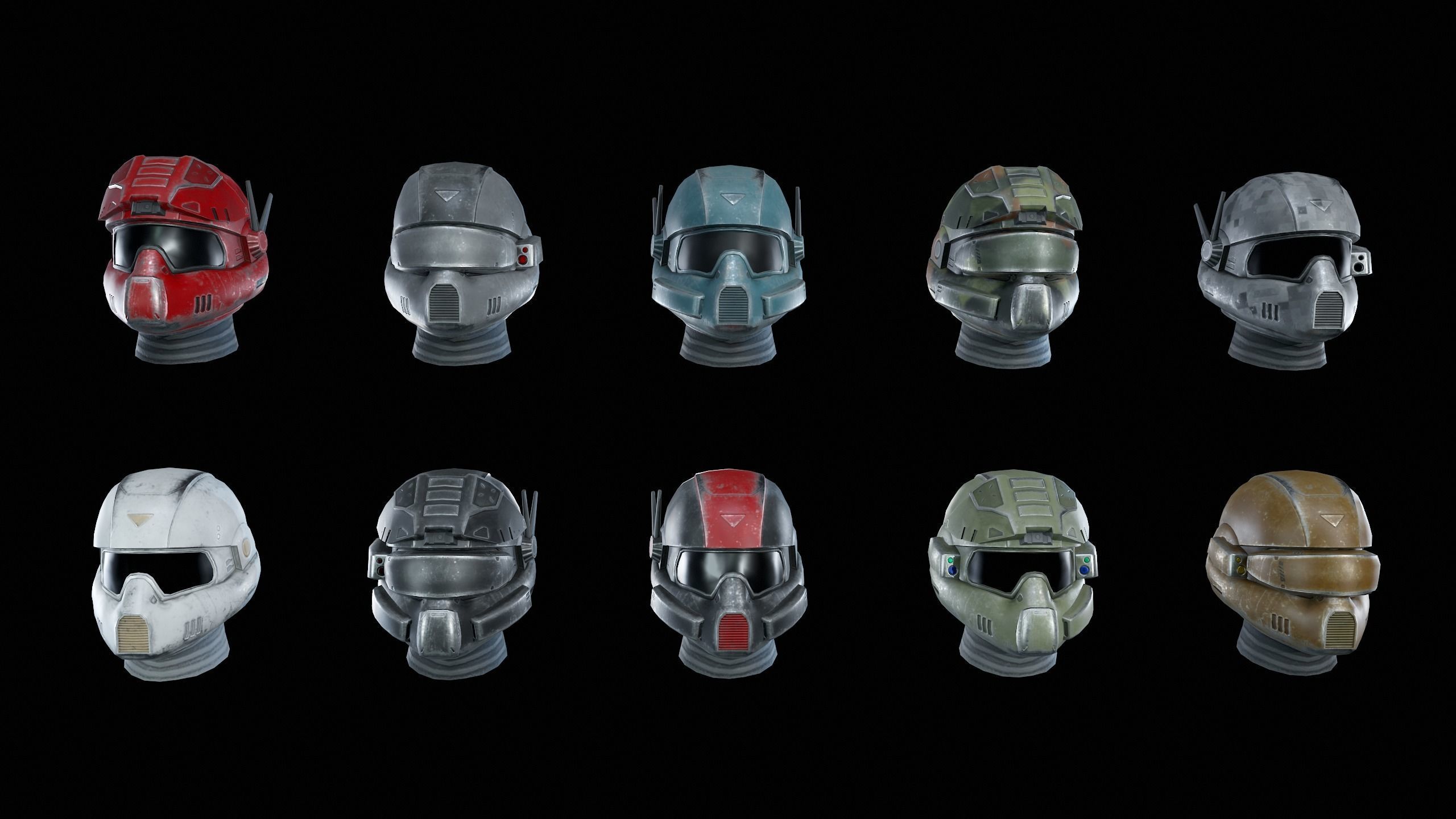 SciFi Helmet Low-poly 3D model_2