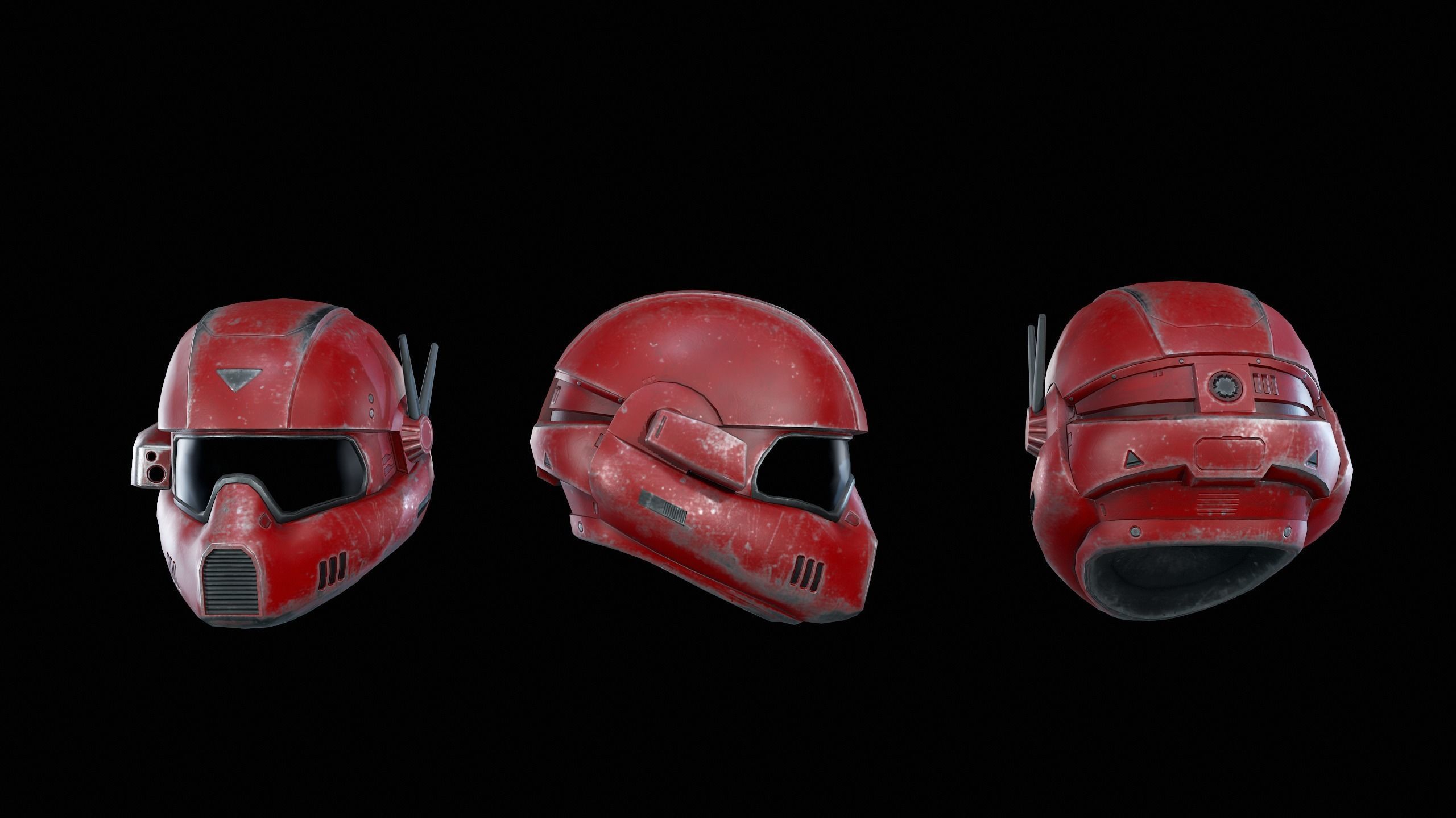 SciFi Helmet Low-poly 3D model_4