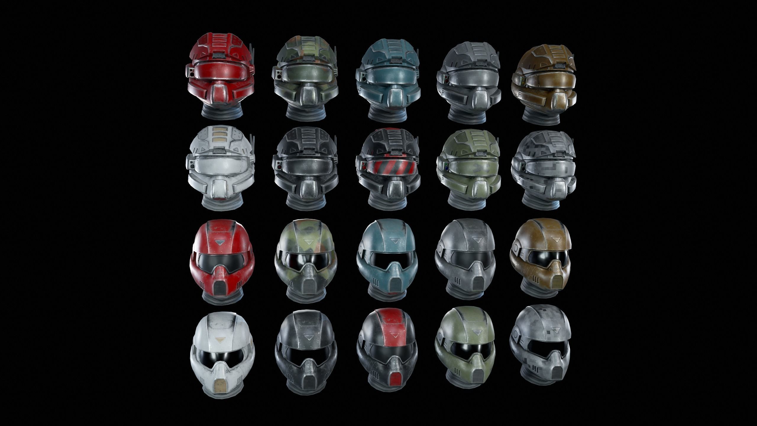 SciFi Helmet Low-poly 3D model_6