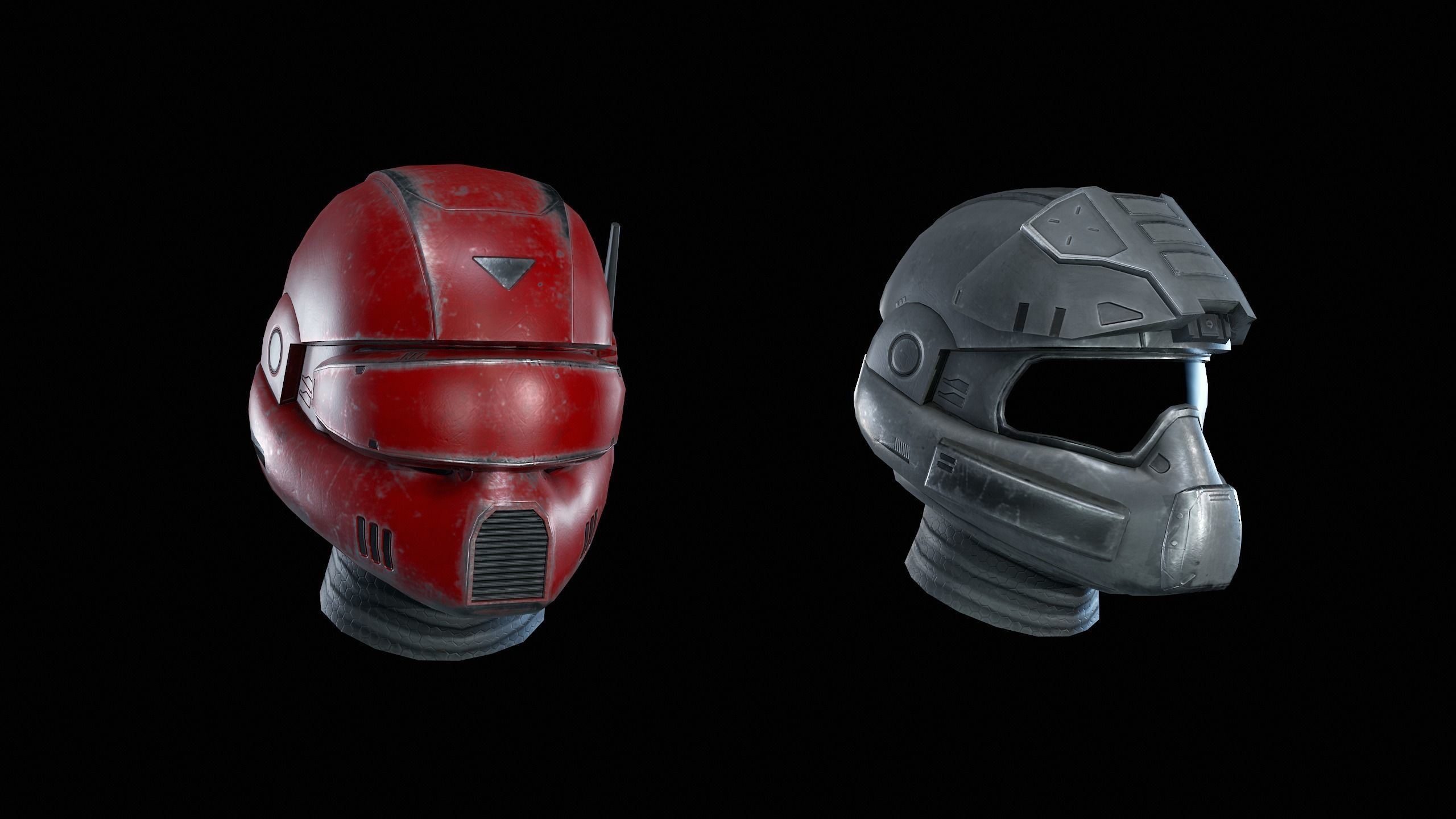 SciFi Helmet Low-poly 3D model_14