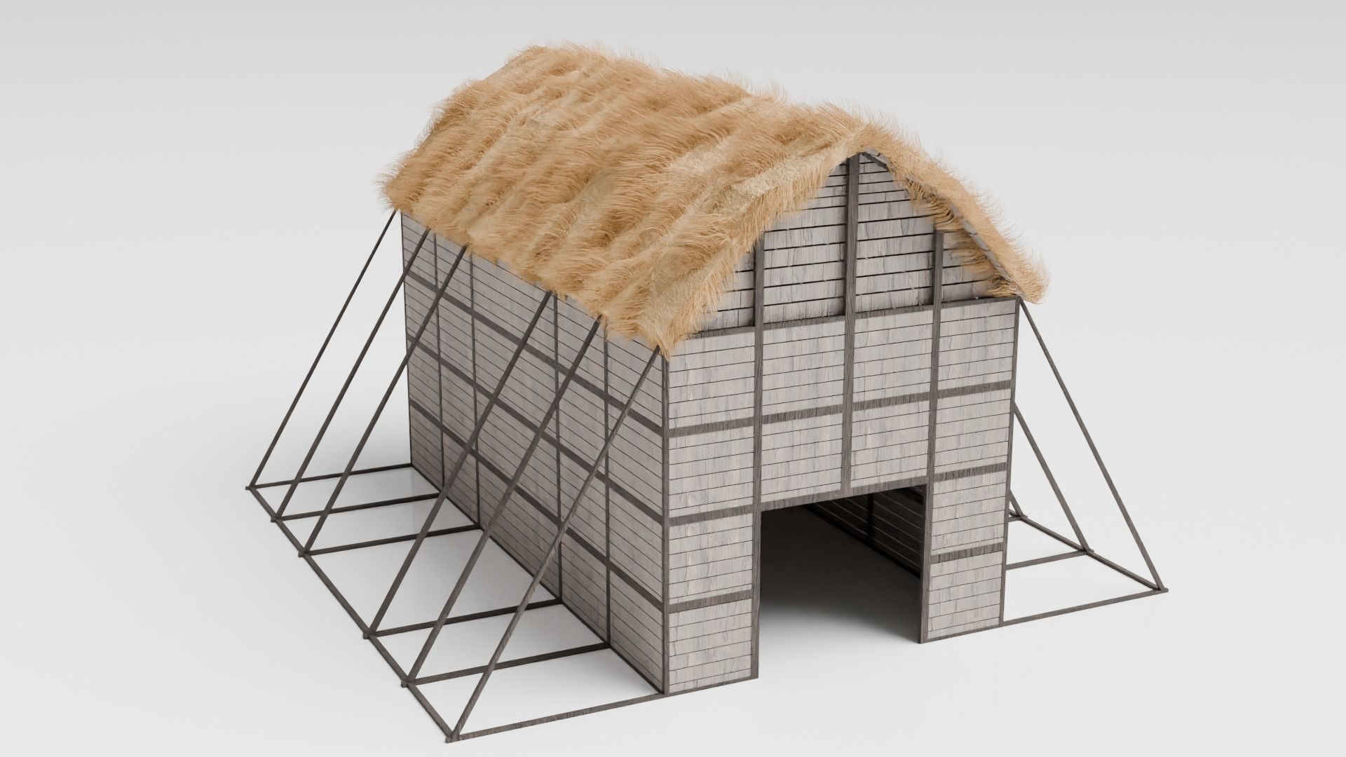 Medieval Barn Low-poly 3D model_4