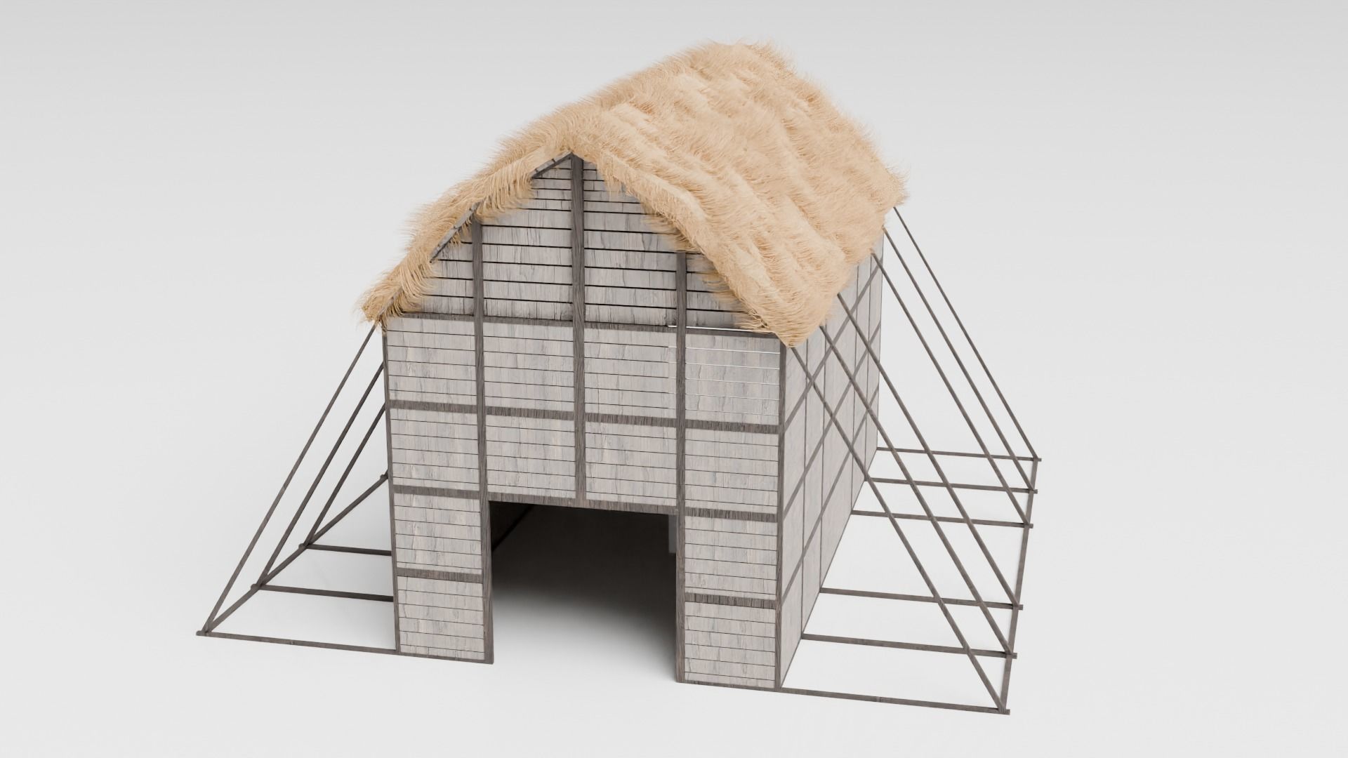 Medieval Barn Low-poly 3D model_5