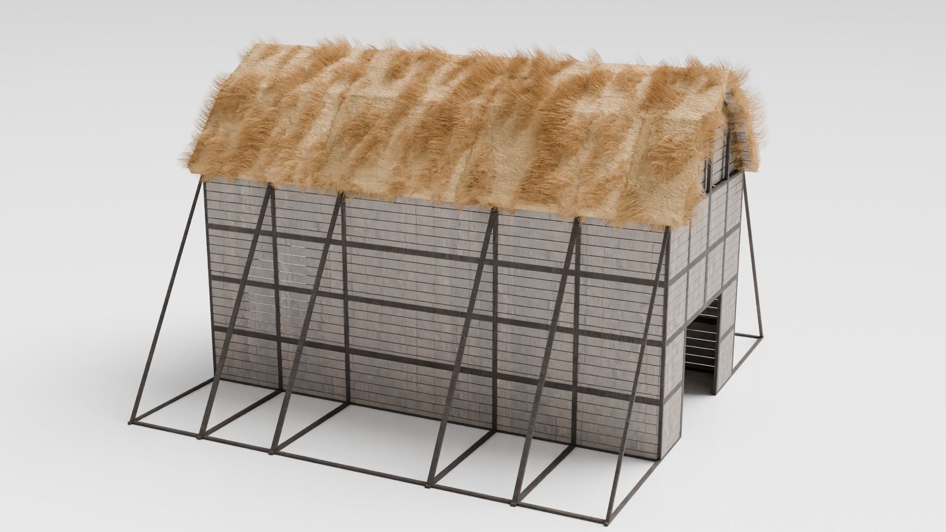 Medieval Barn Low-poly 3D model_3