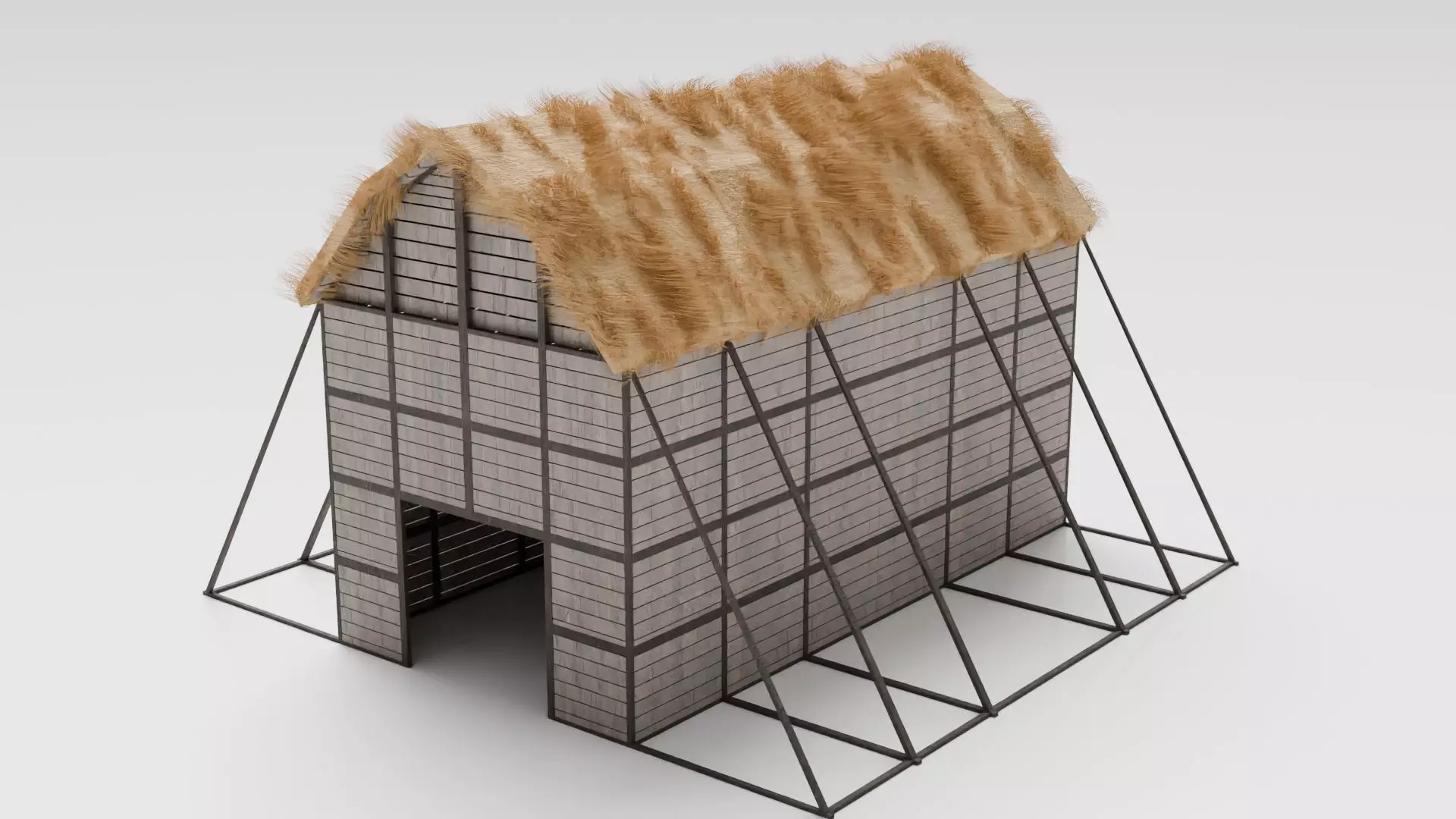 Medieval Barn Low-poly 3D model_0