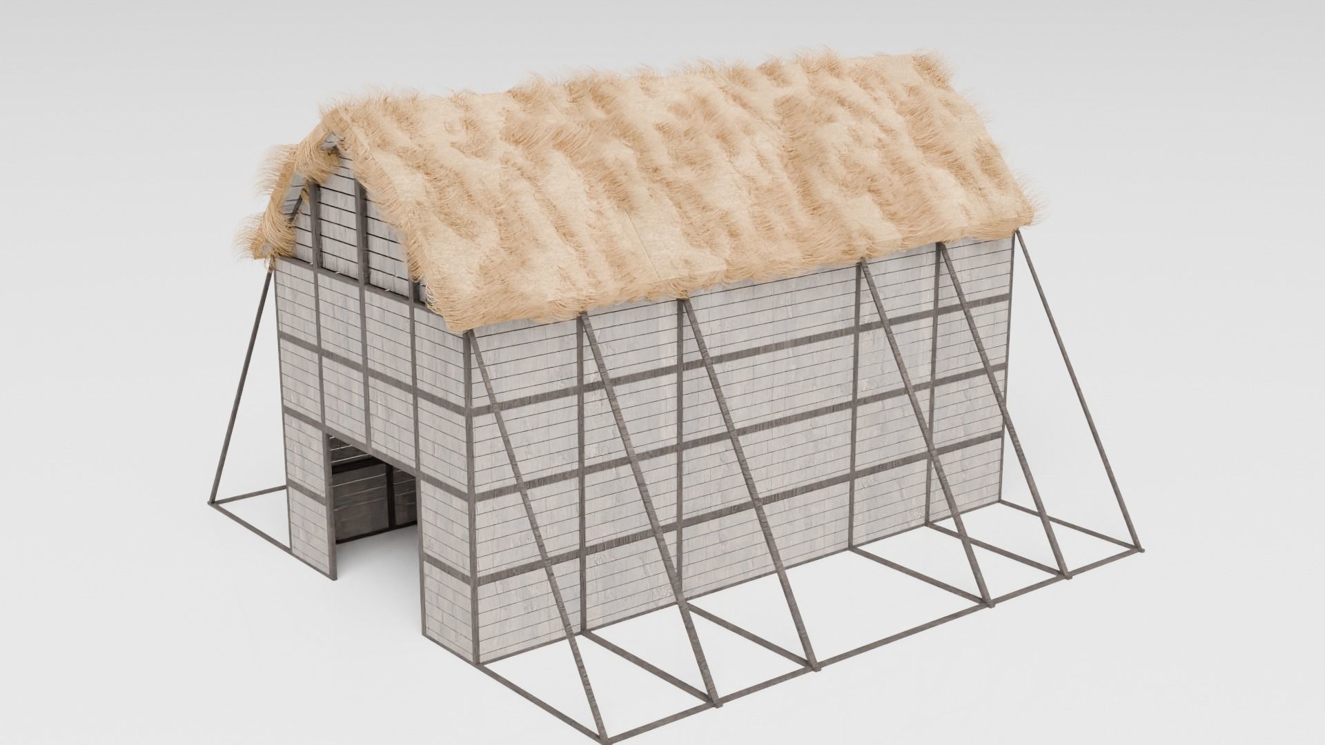 Medieval Barn Low-poly 3D model_6