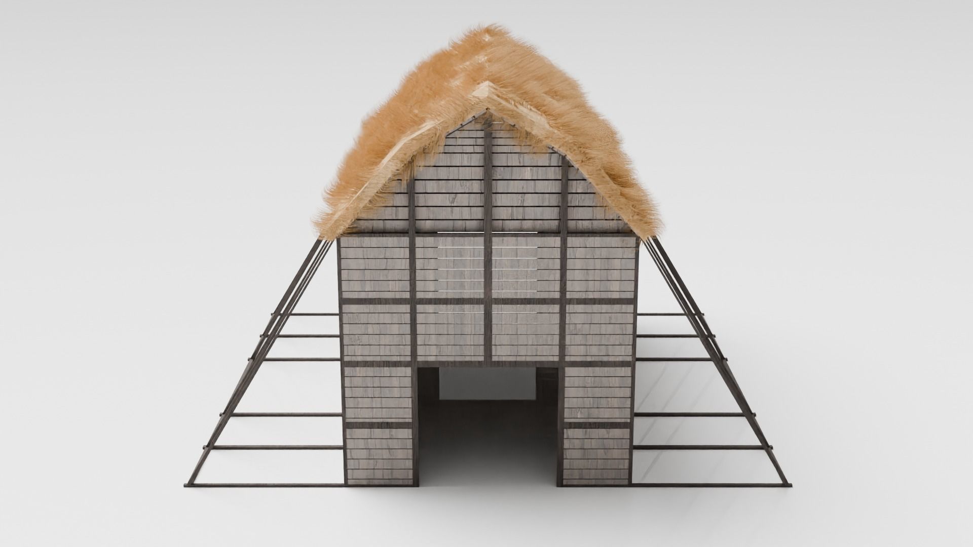 Medieval Barn Low-poly 3D model_1
