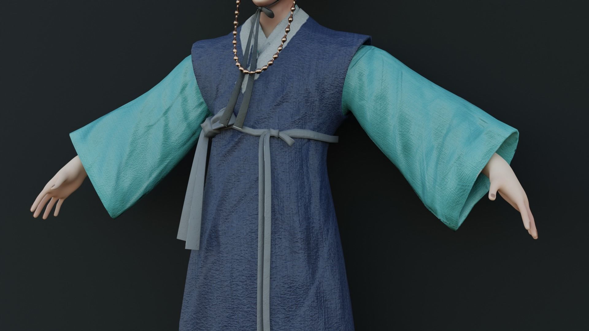 korean hanbok men with character Low-poly 3D model_4