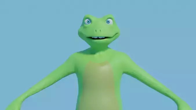 Cartoon Frog  Low-poly 3D model