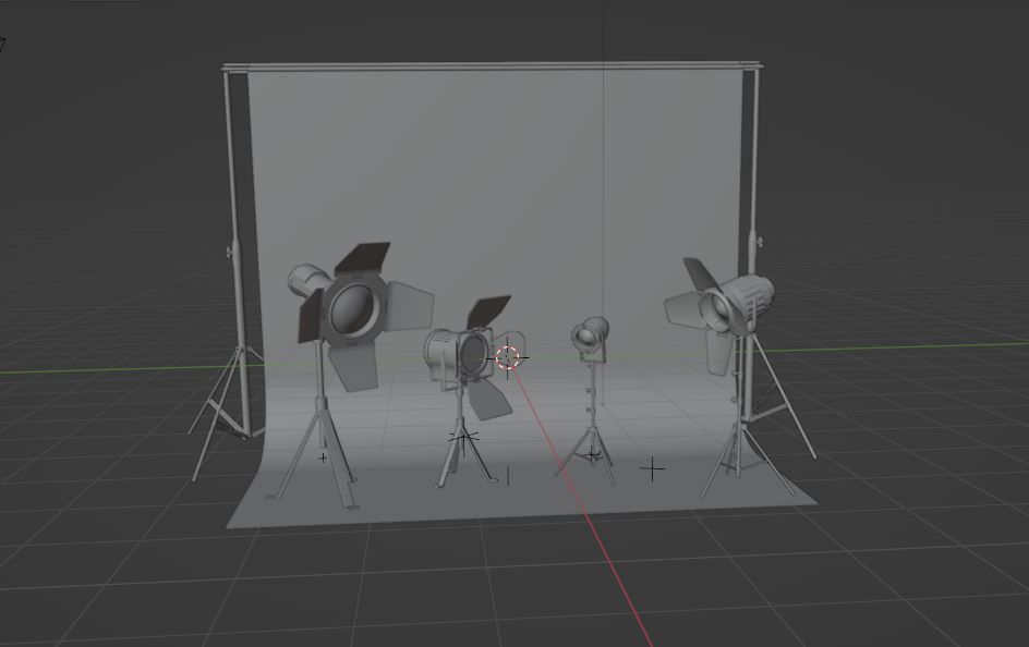 Studio Backdrop And Lights Kit Collection  3D model_11