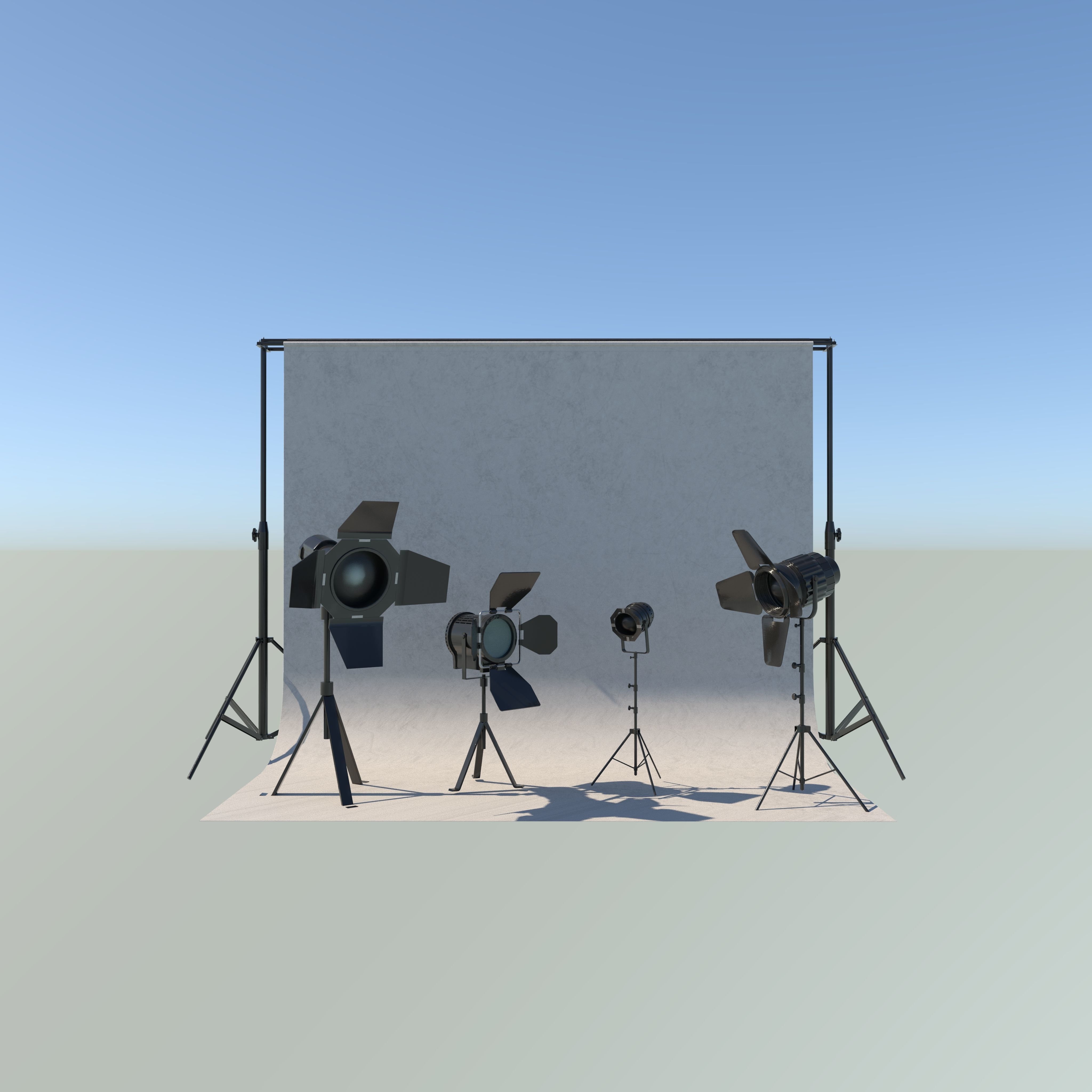 Studio Backdrop And Lights Kit Collection  3D model_5