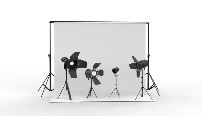 Studio Backdrop And Lights Kit Collection  3D model