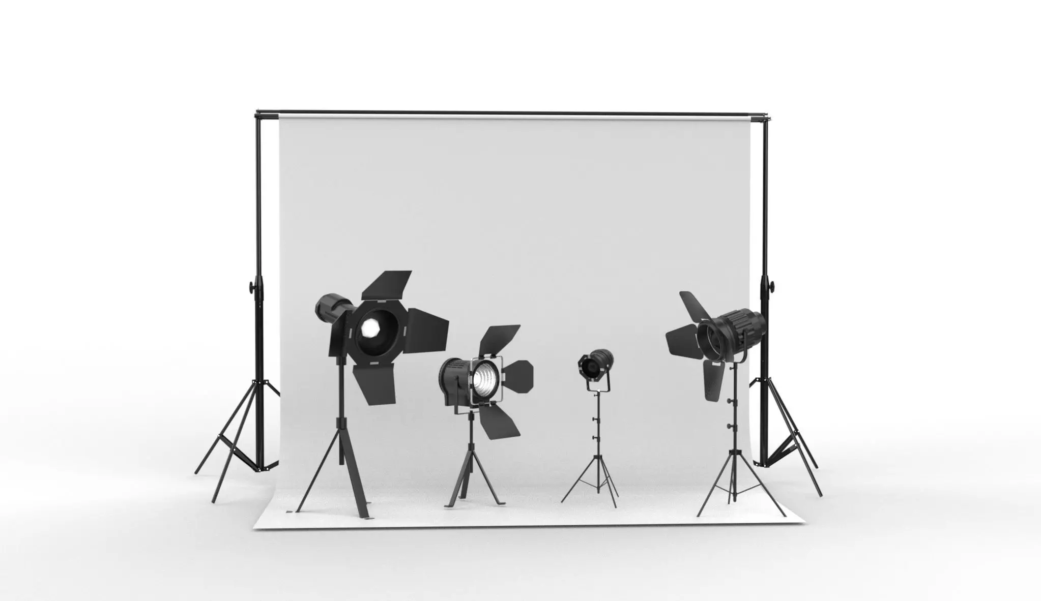 Studio Backdrop And Lights Kit Collection  3D model_0