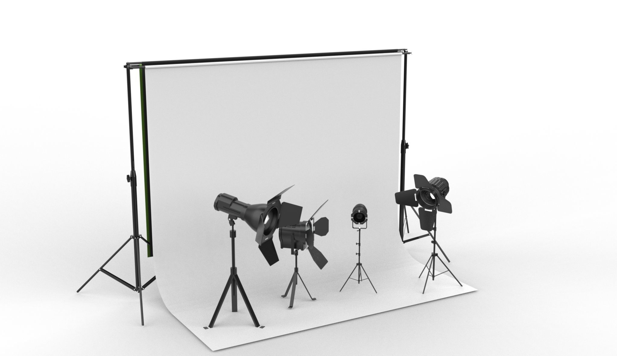 Studio Backdrop And Lights Kit Collection  3D model_2