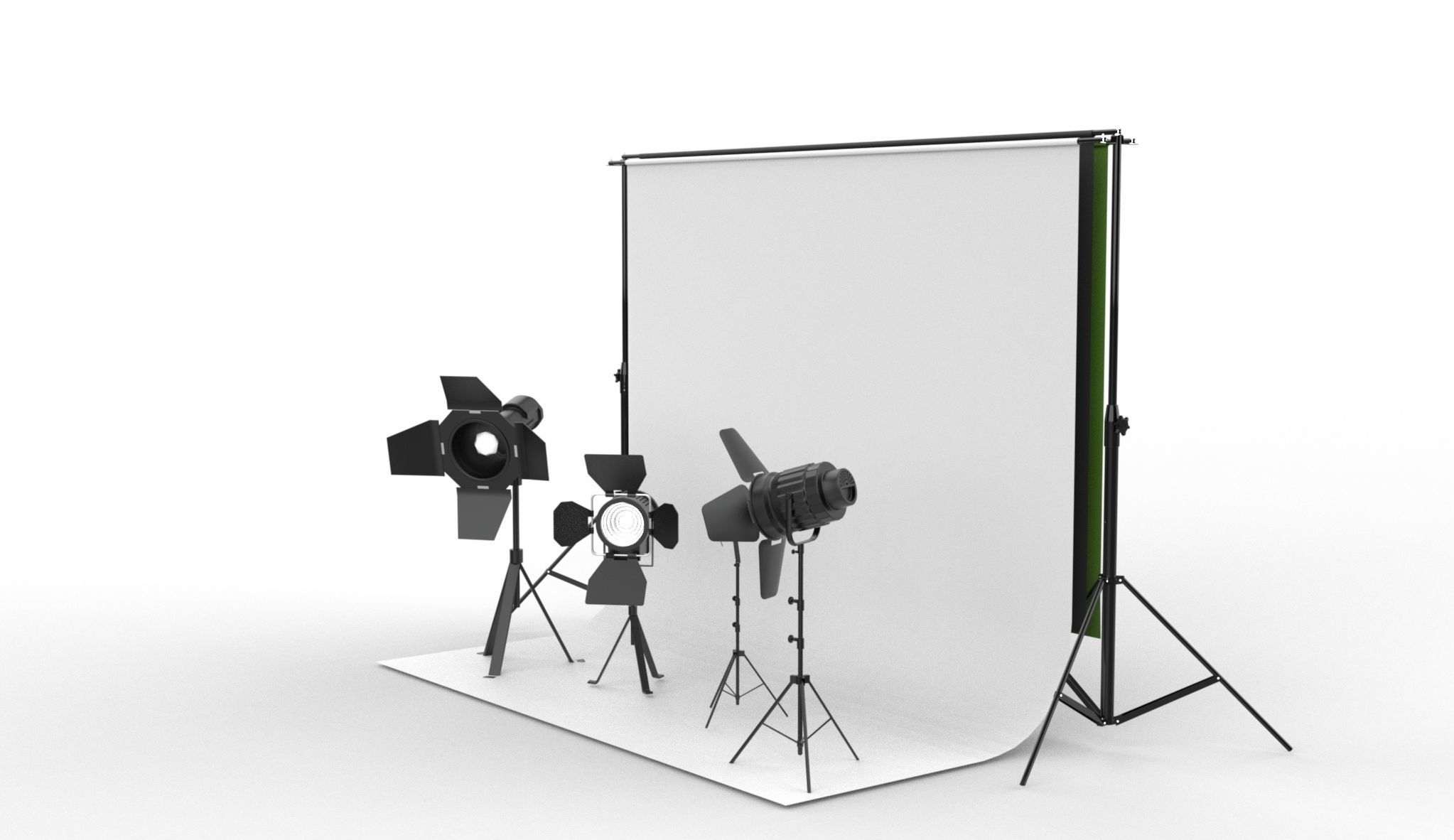 Studio Backdrop And Lights Kit Collection  3D model_3
