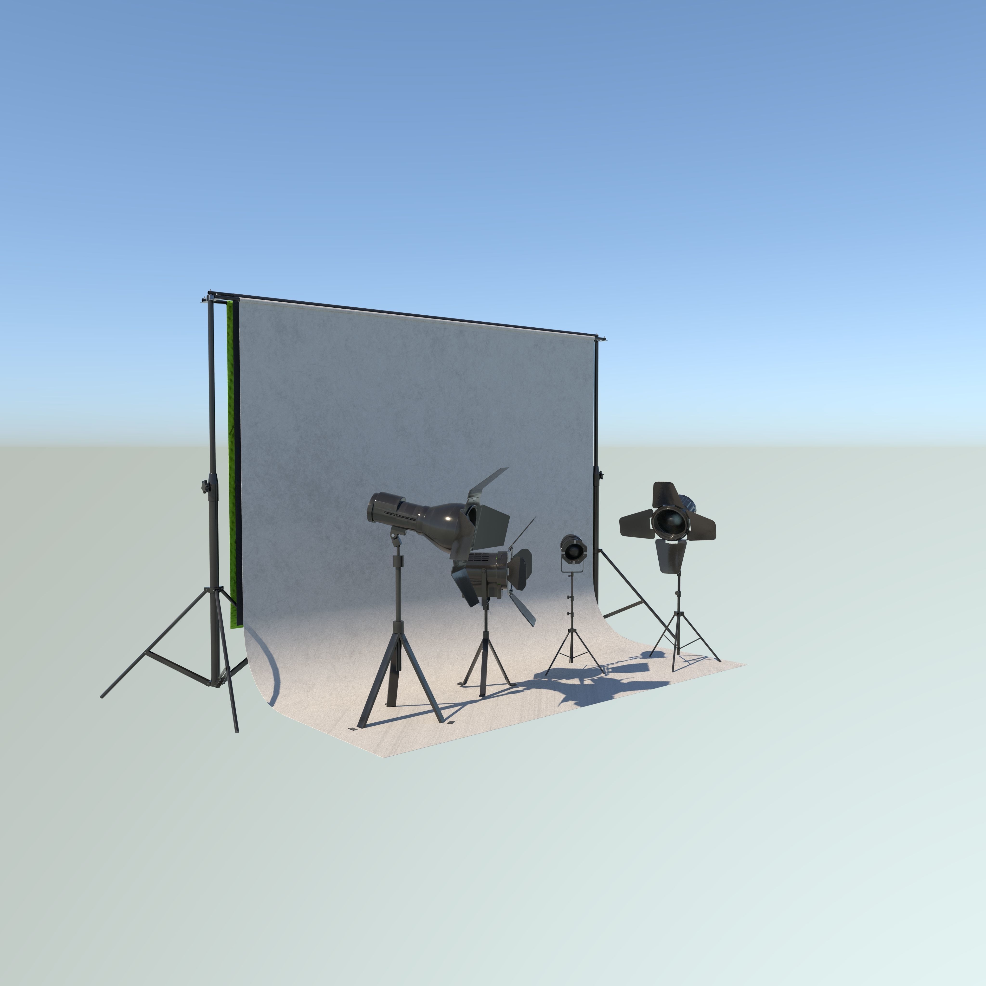 Studio Backdrop And Lights Kit Collection  3D model_4