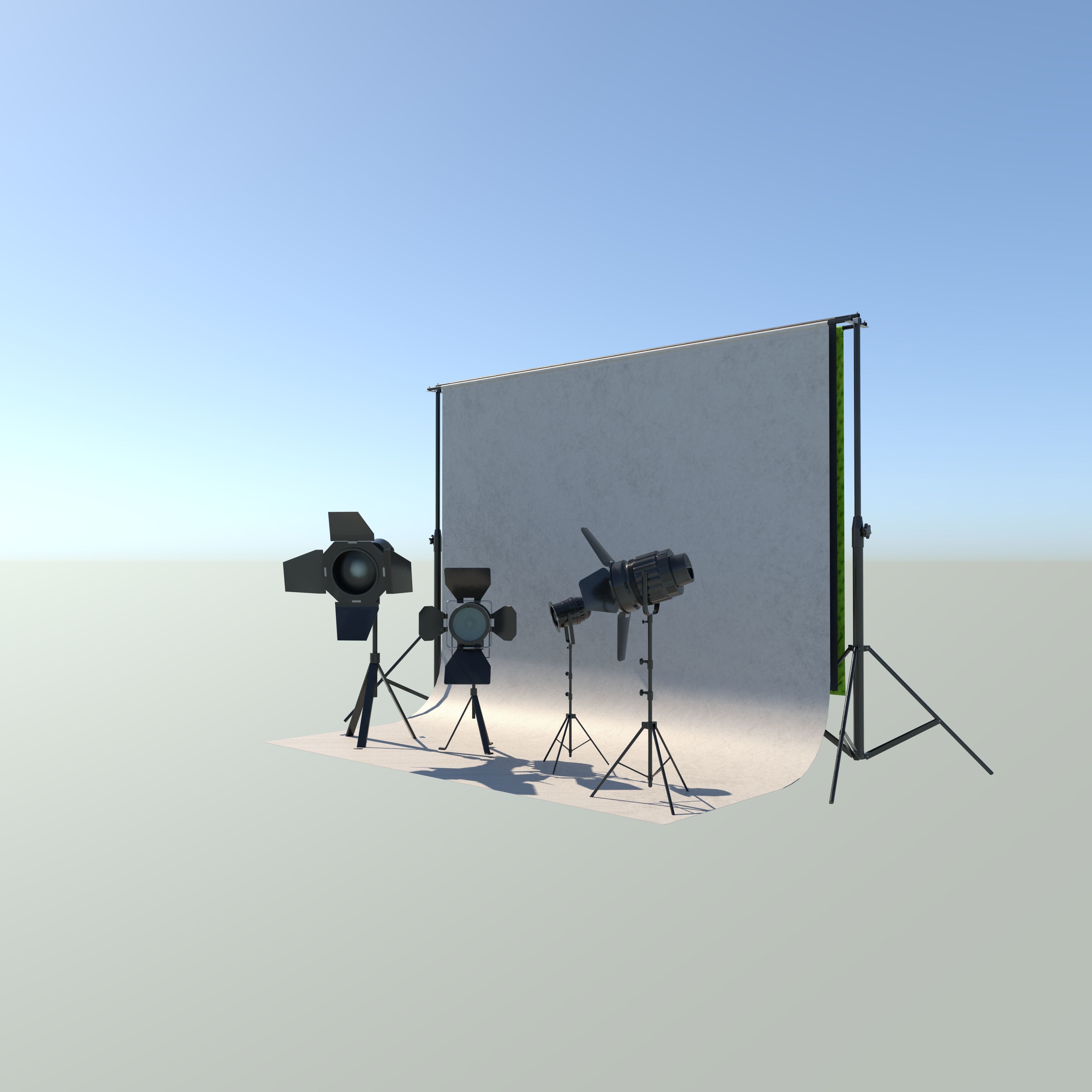 Studio Backdrop And Lights Kit Collection  3D model_6