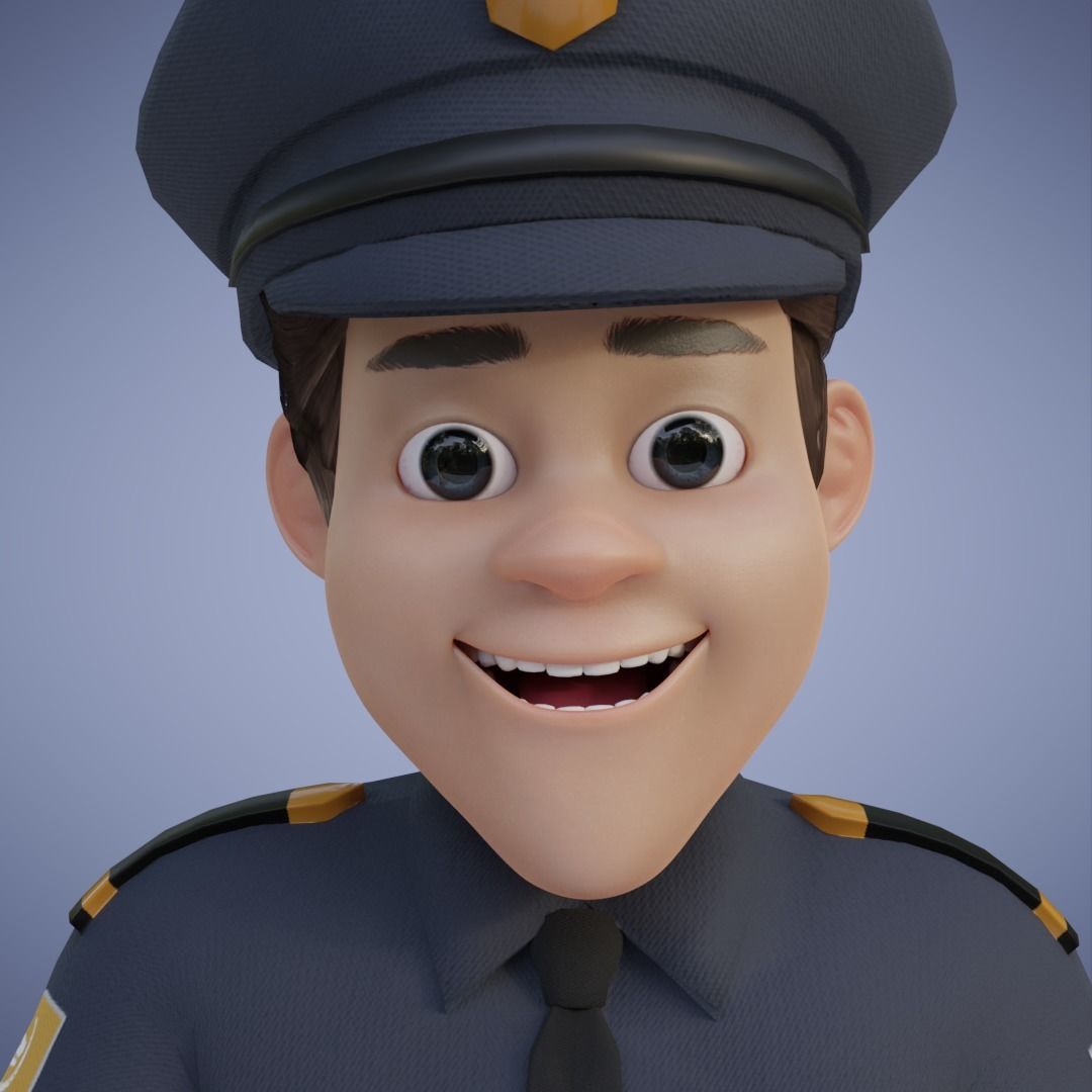 Human Police Collection 3D Cartoon Rigging 3D model_5