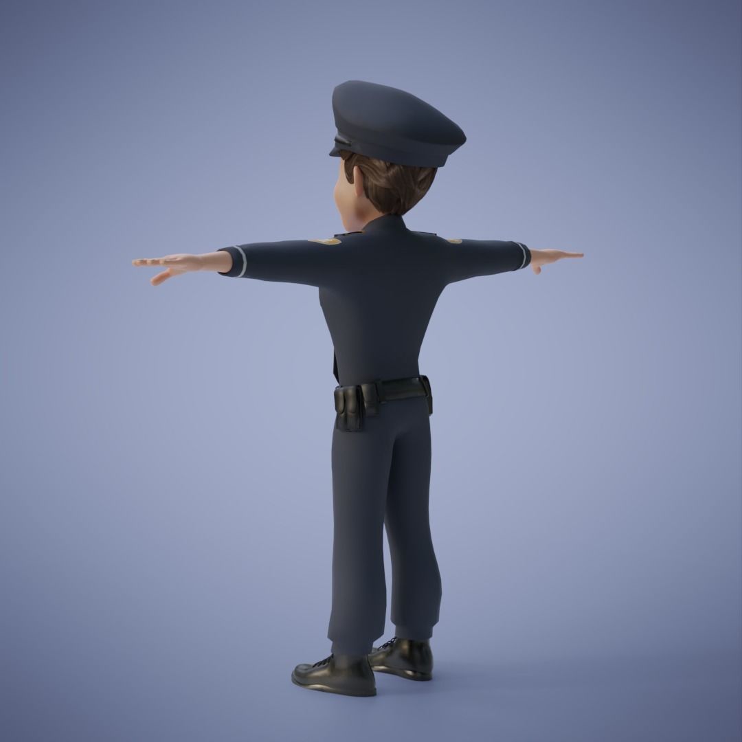 Human Police Collection 3D Cartoon Rigging 3D model_13