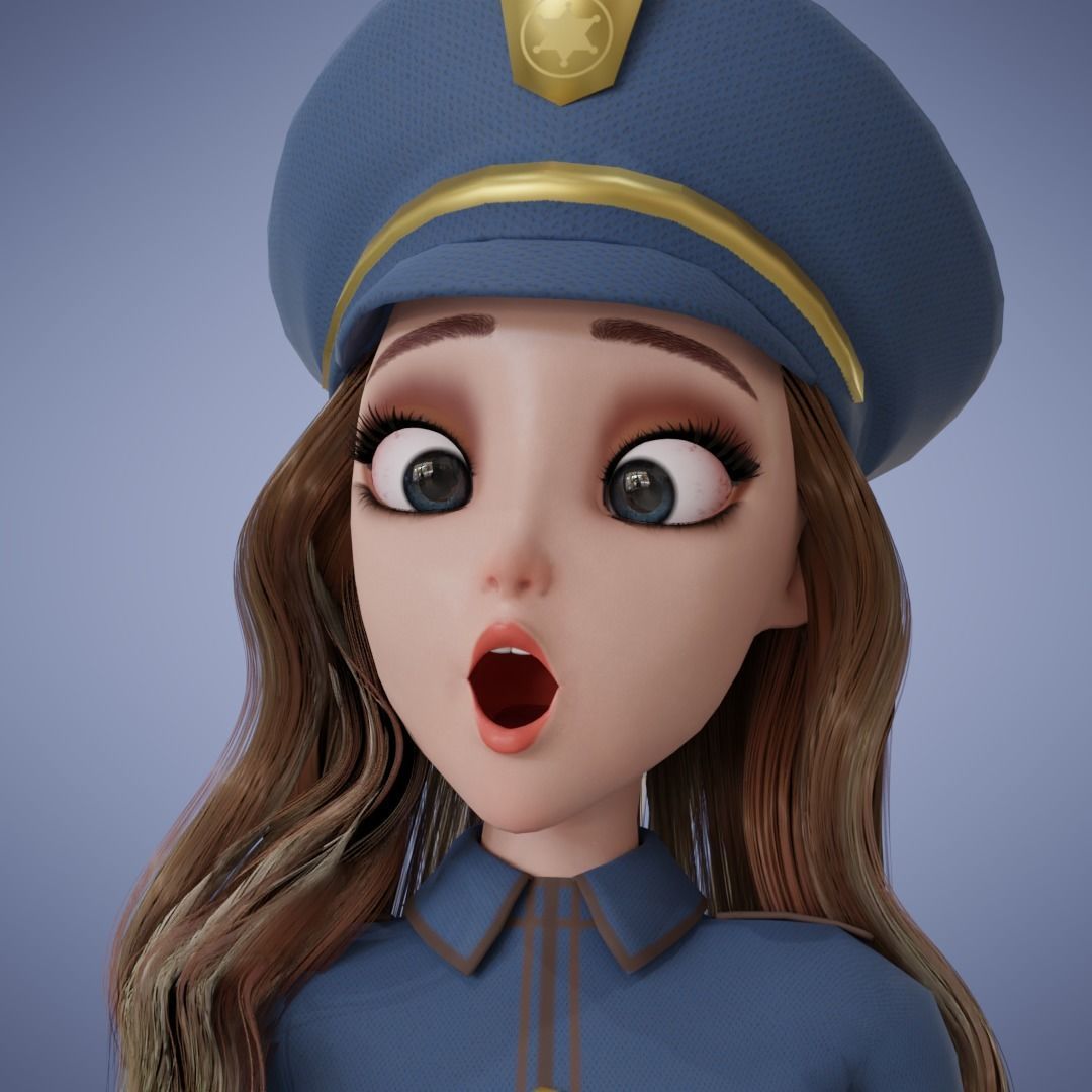 Human Police Collection 3D Cartoon Rigging 3D model_24