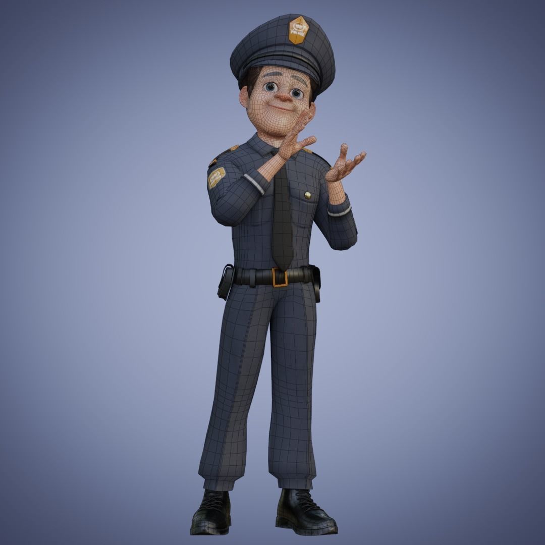 Human Police Collection 3D Cartoon Rigging 3D model_15