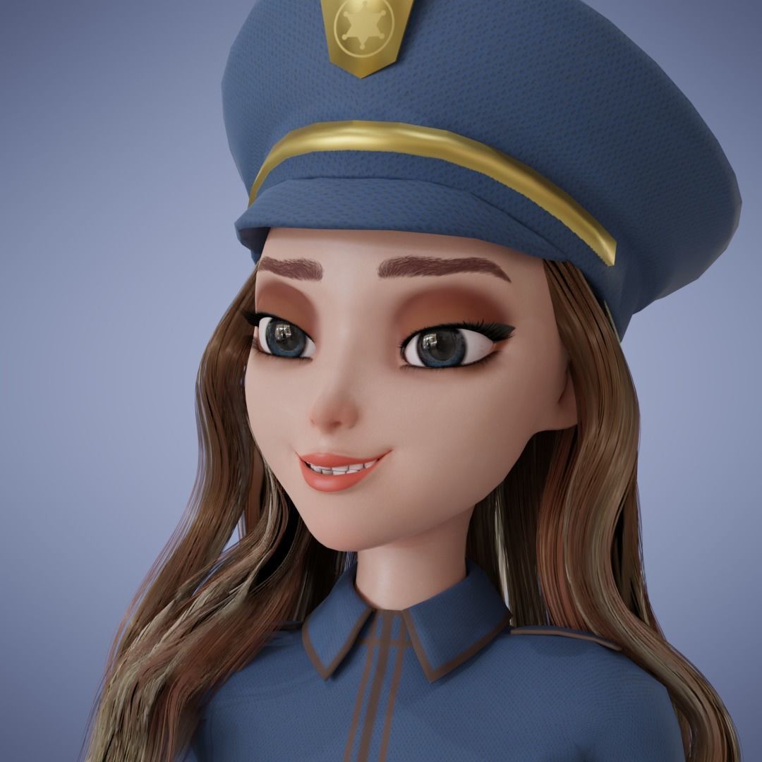 Human Police Collection 3D Cartoon Rigging 3D model_23