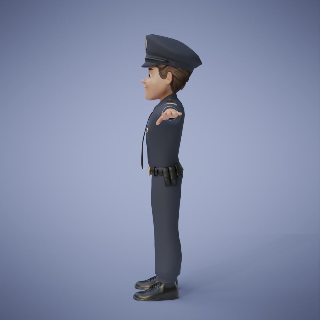Human Police Collection 3D Cartoon Rigging 3D model_12