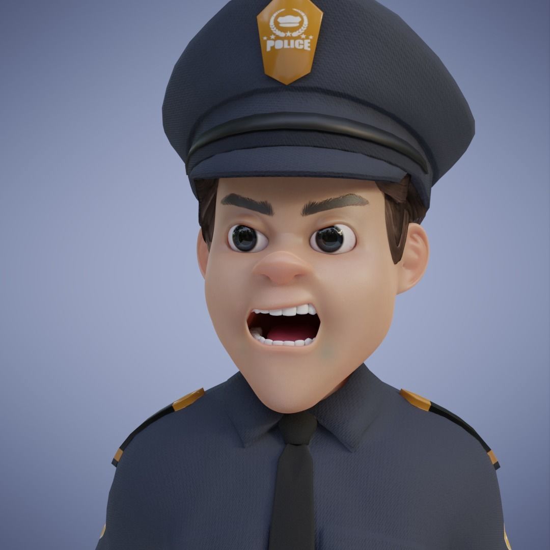 Human Police Collection 3D Cartoon Rigging 3D model_9